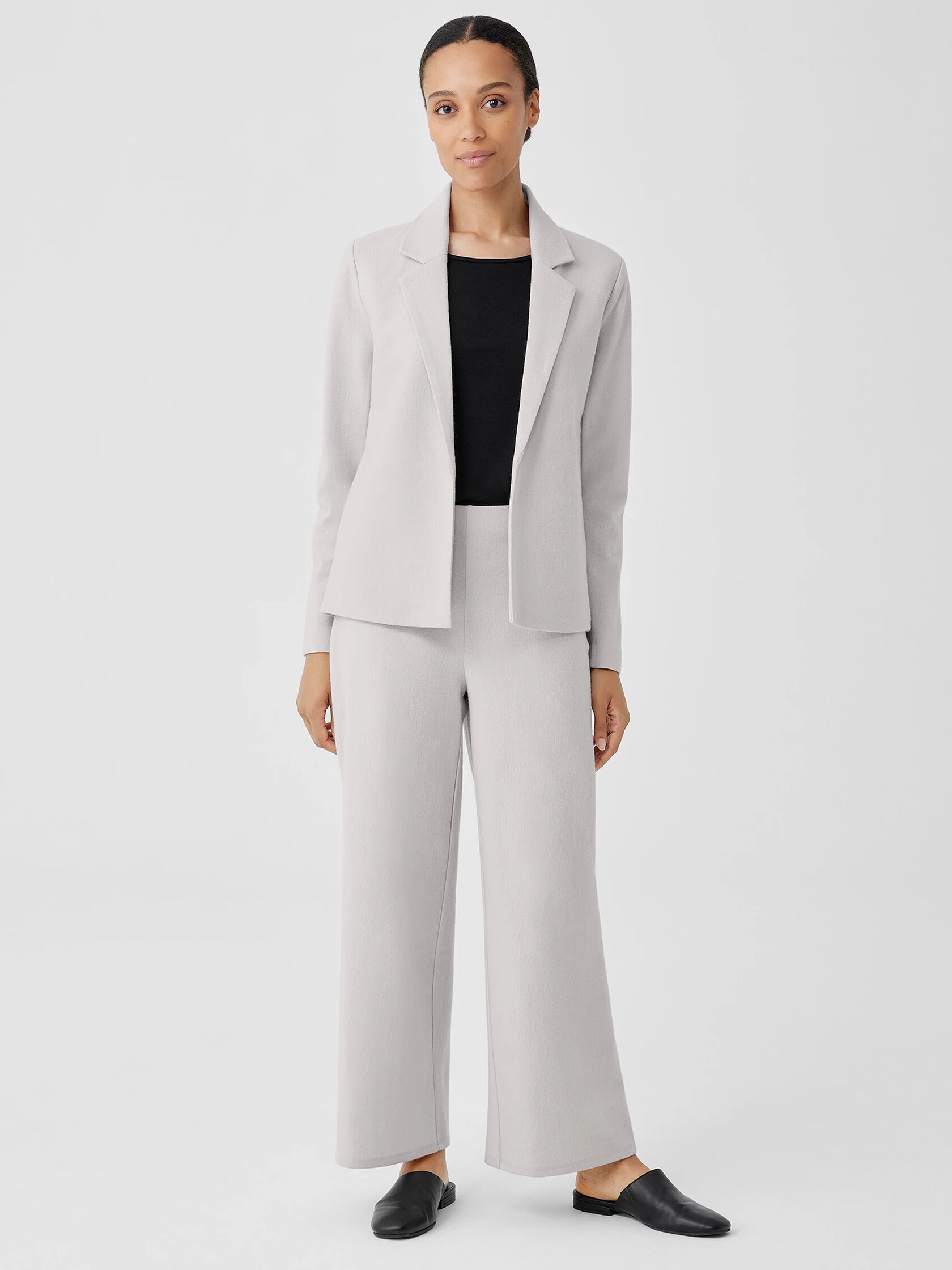 Boiled Wool Jersey Wide-Leg Pant