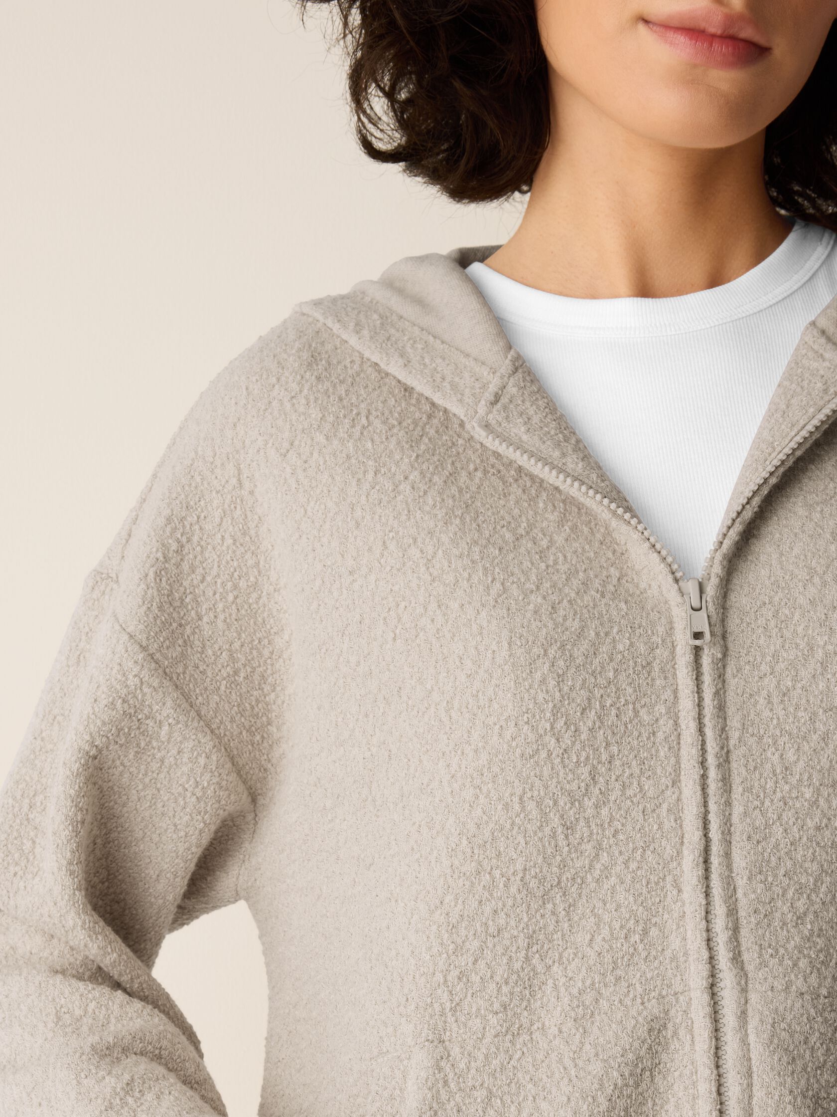 Organic Cotton Boucle Knit Hooded Jacket