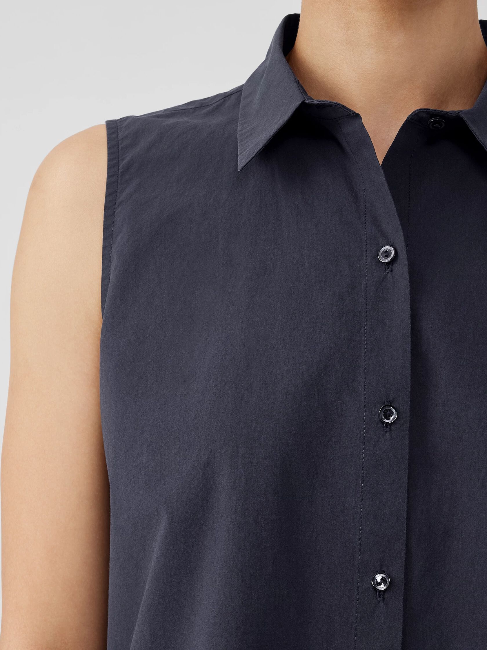 Washed Organic Cotton Poplin Sleeveless Shirt