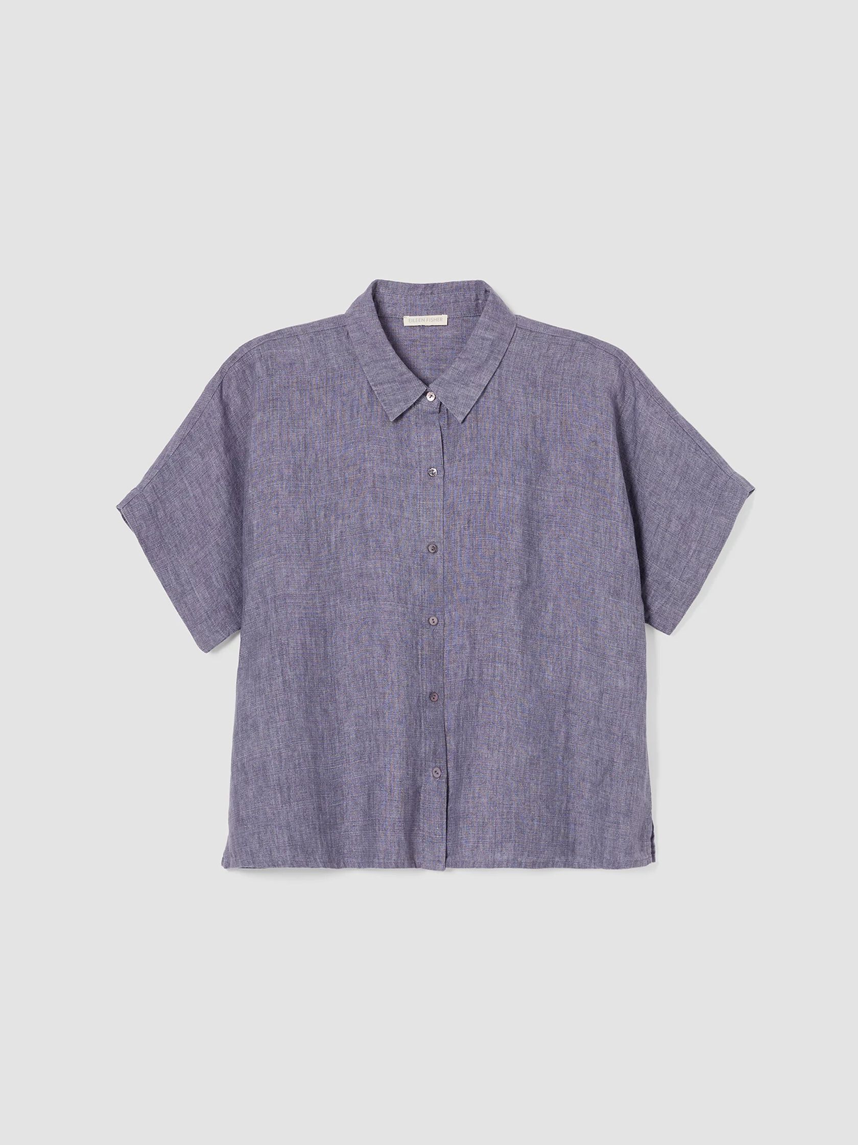 Washed Organic Linen Delave Short-Sleeve Shirt