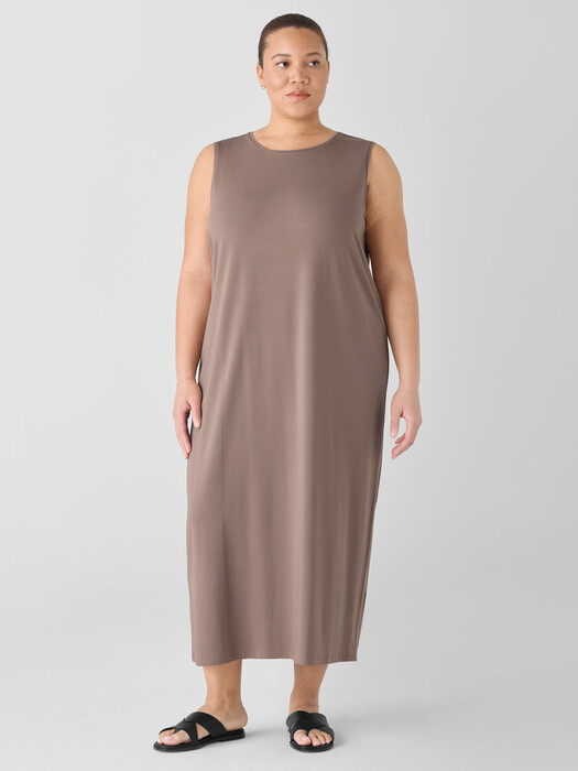 Stretch Jersey Knit Round Neck Dress