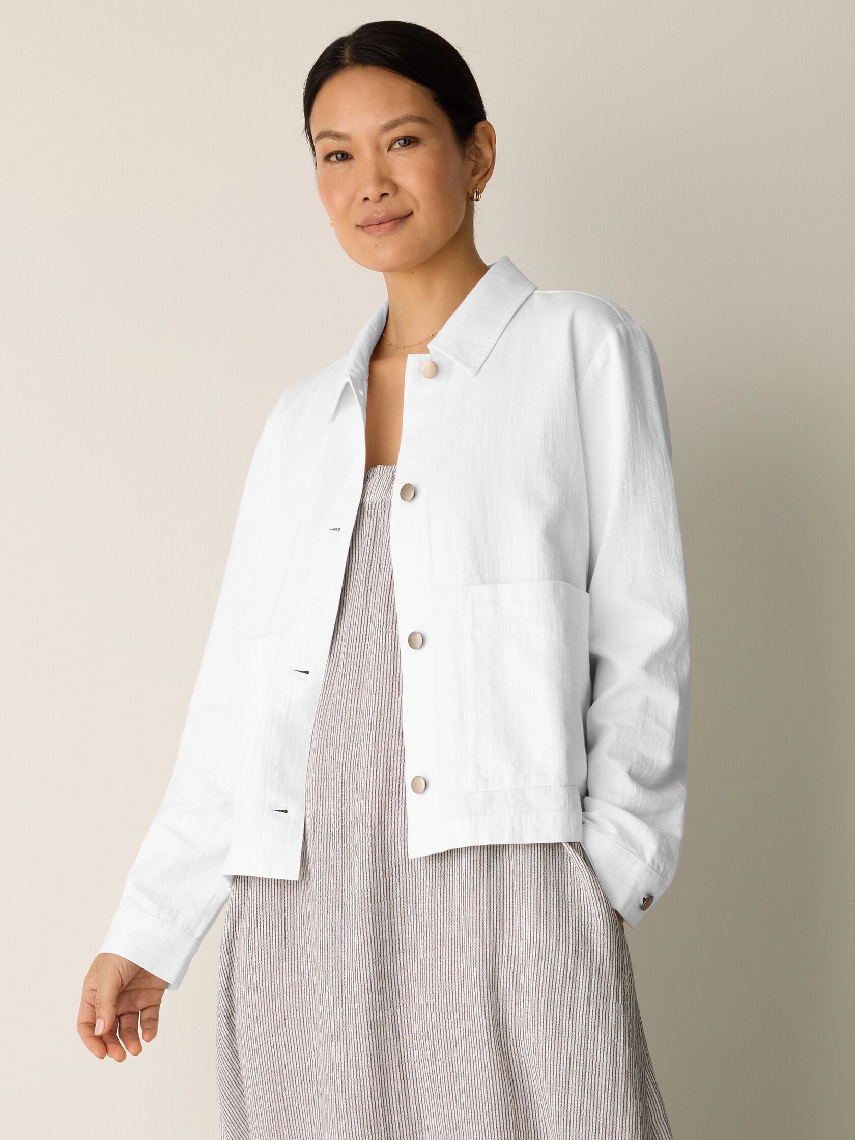 Slubby Organic Cotton Linen Classic Collar Jacket