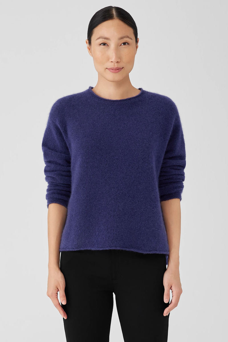 Wool and cashmere crewneck sweater in Lime white: Luxury Italian Knitwear
