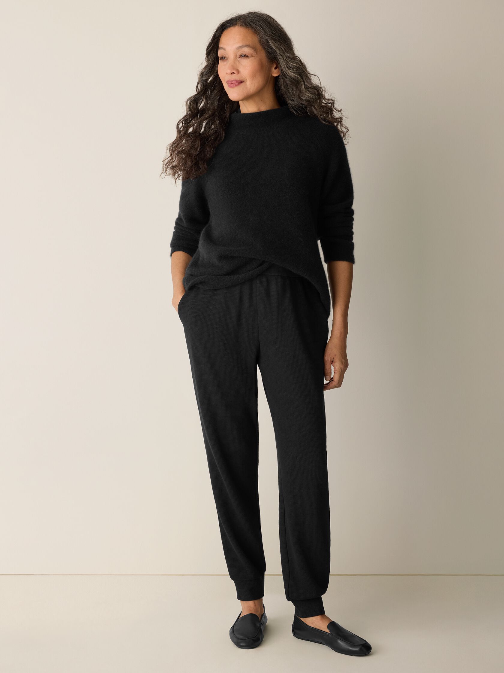 Waffle Cotton Blend Doubleknit Jogger Pant