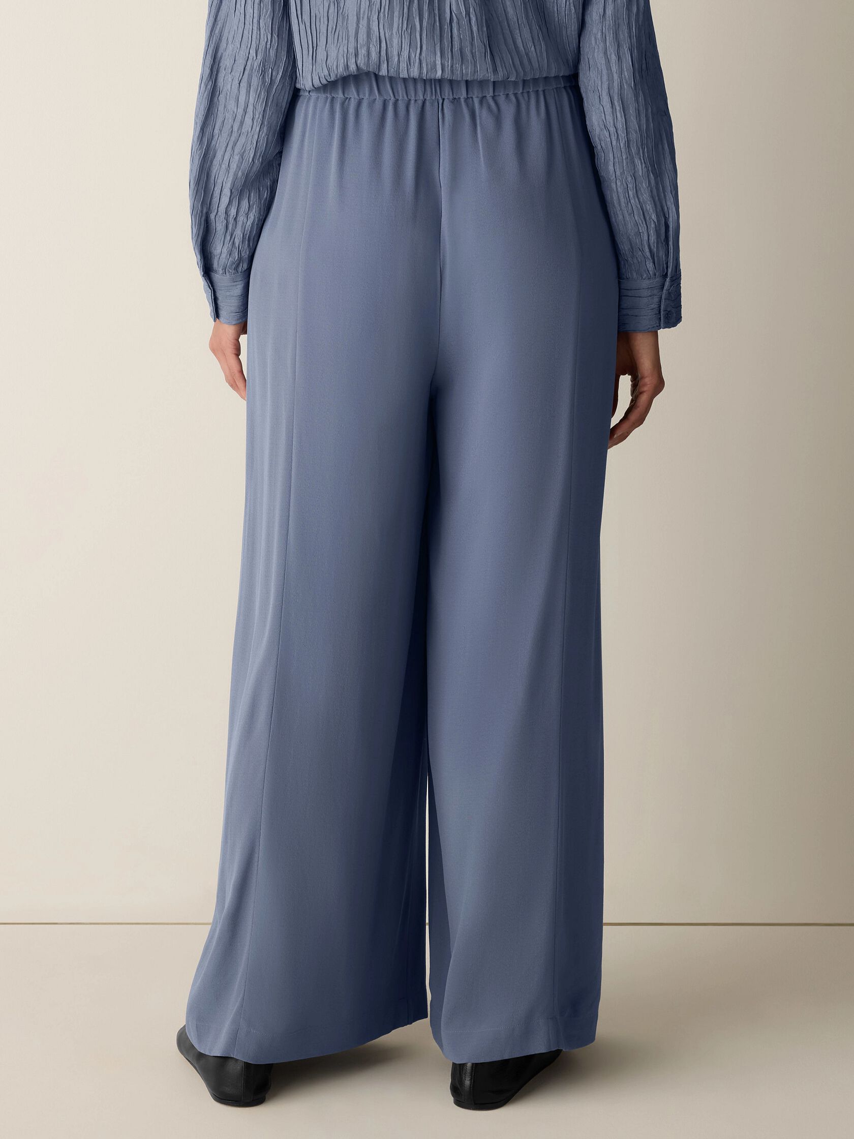 Silk Georgette Crepe Wide-Leg Pant