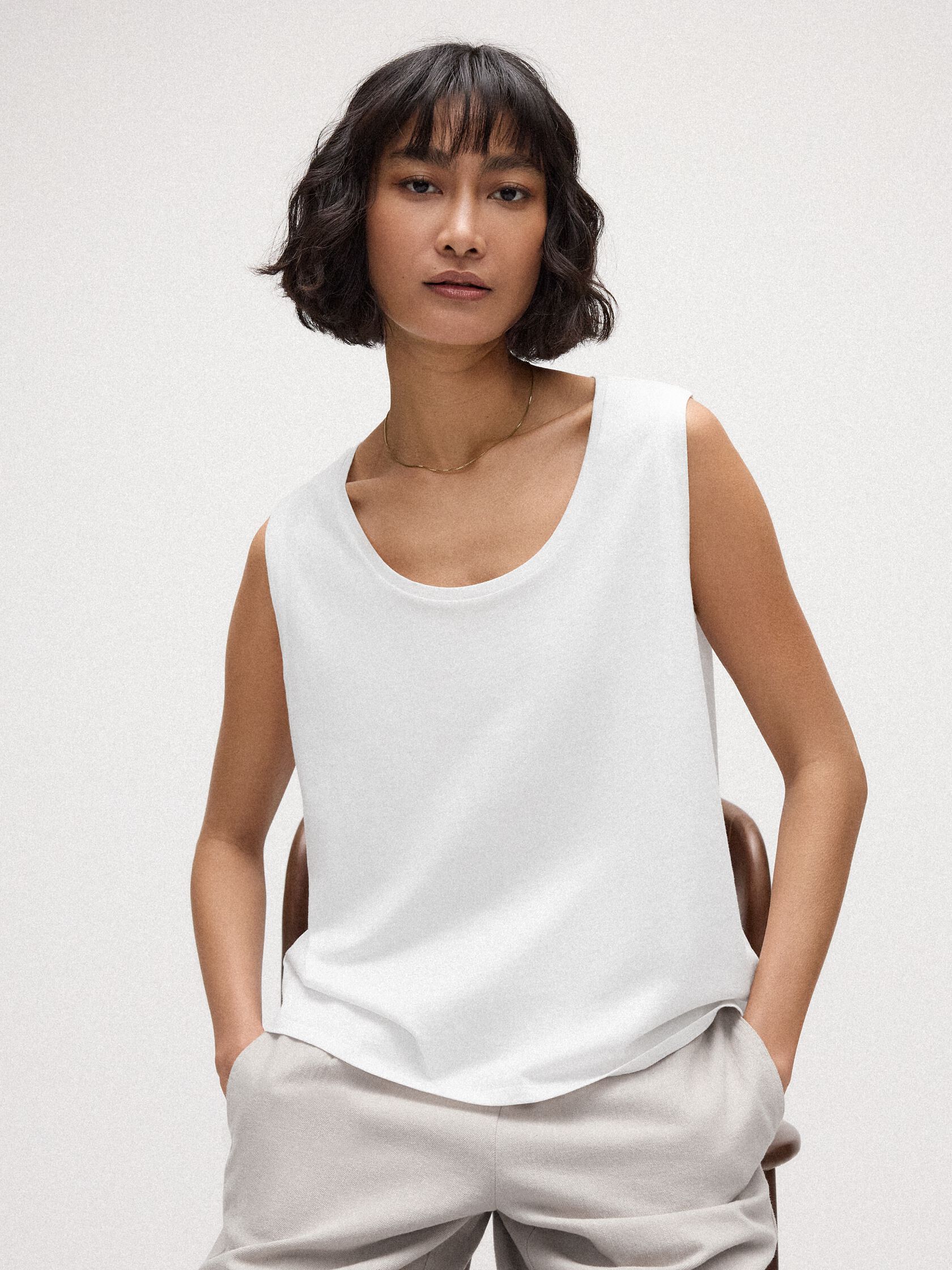 Organic Pima Cotton Jersey Scoop Neck Tank