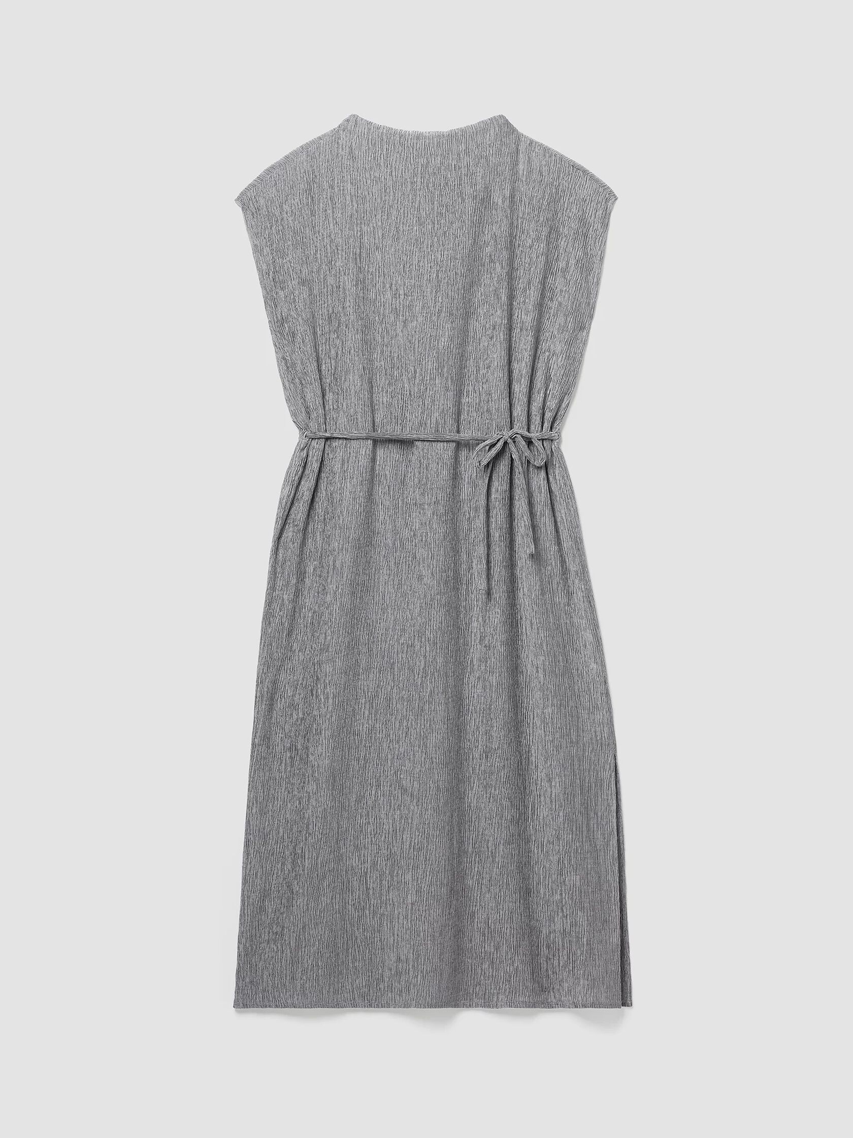 Woven Plissé Funnel Neck Dress