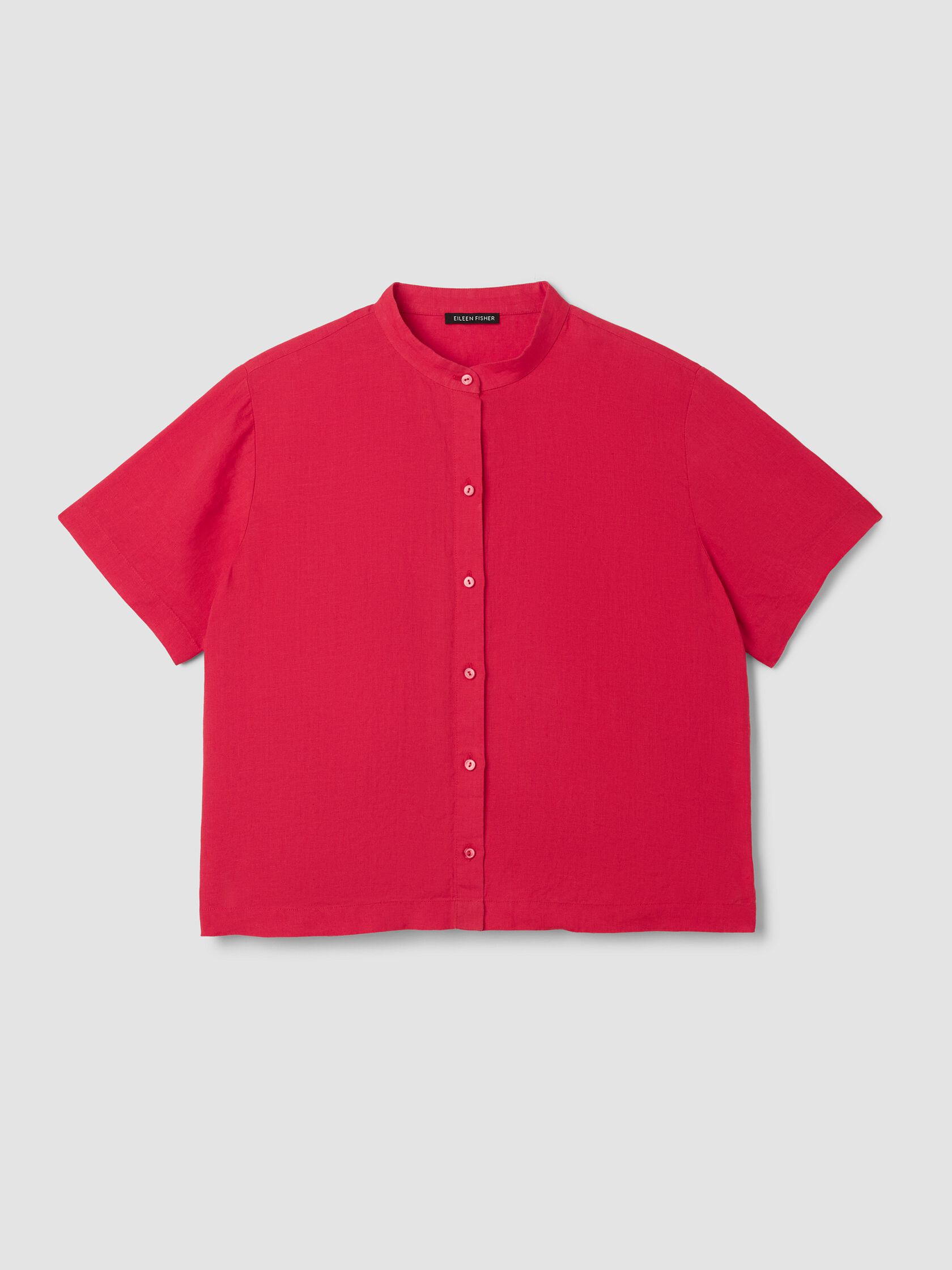 Organic Handkerchief Linen Band Collar Shirt