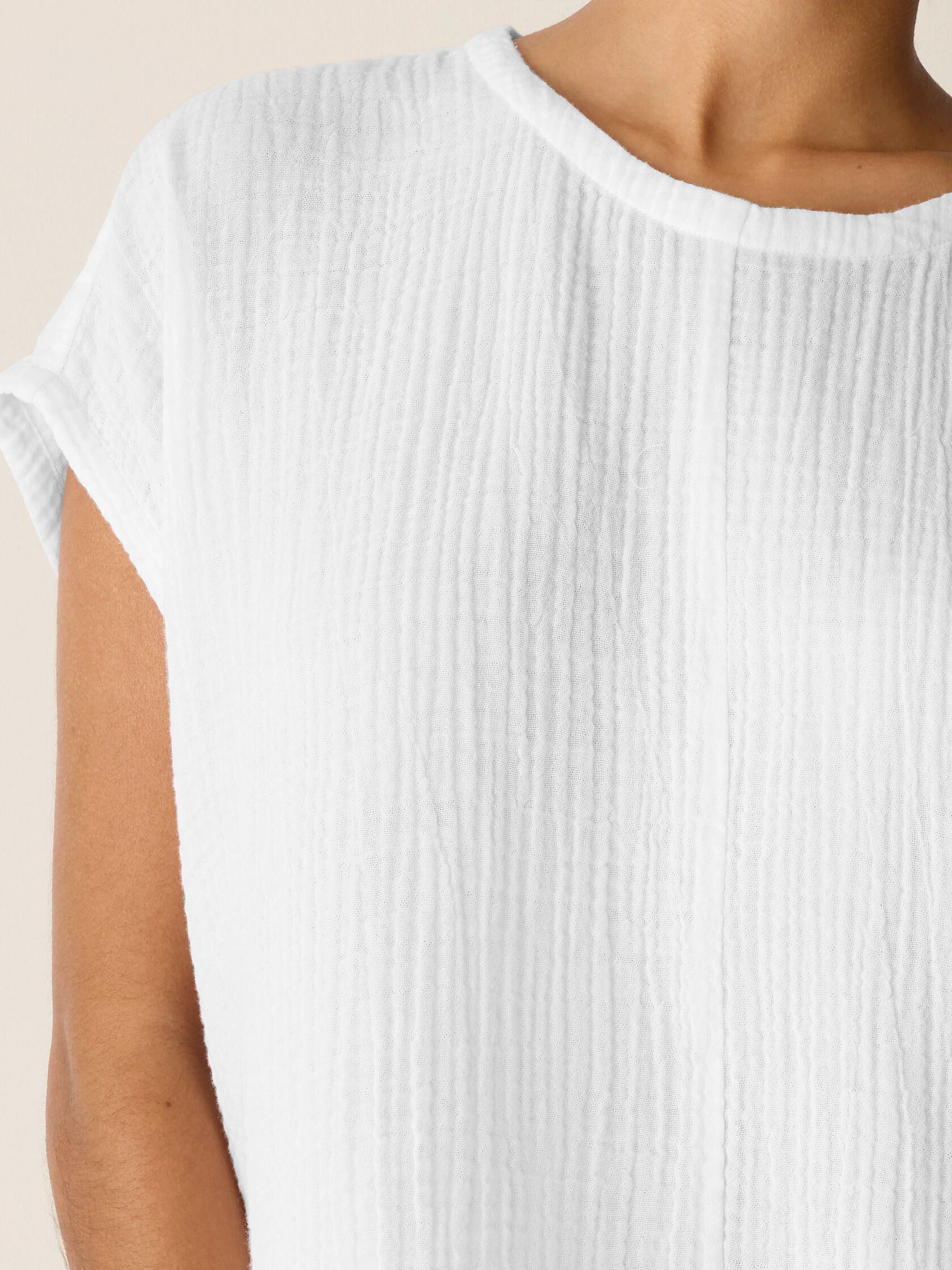 Organic Cotton Lofty Gauze Round Neck Box-Top