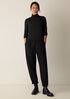 Sheer Cotton Blend Knit Turtleneck Top