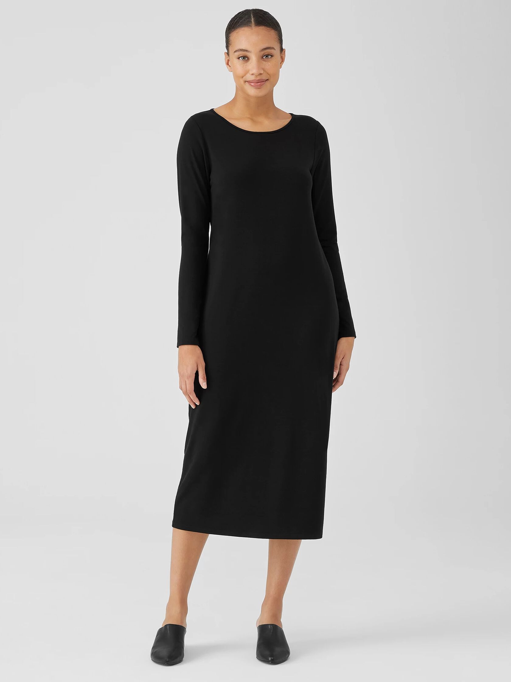 Stretch Jersey Knit Jewel Neck Dress