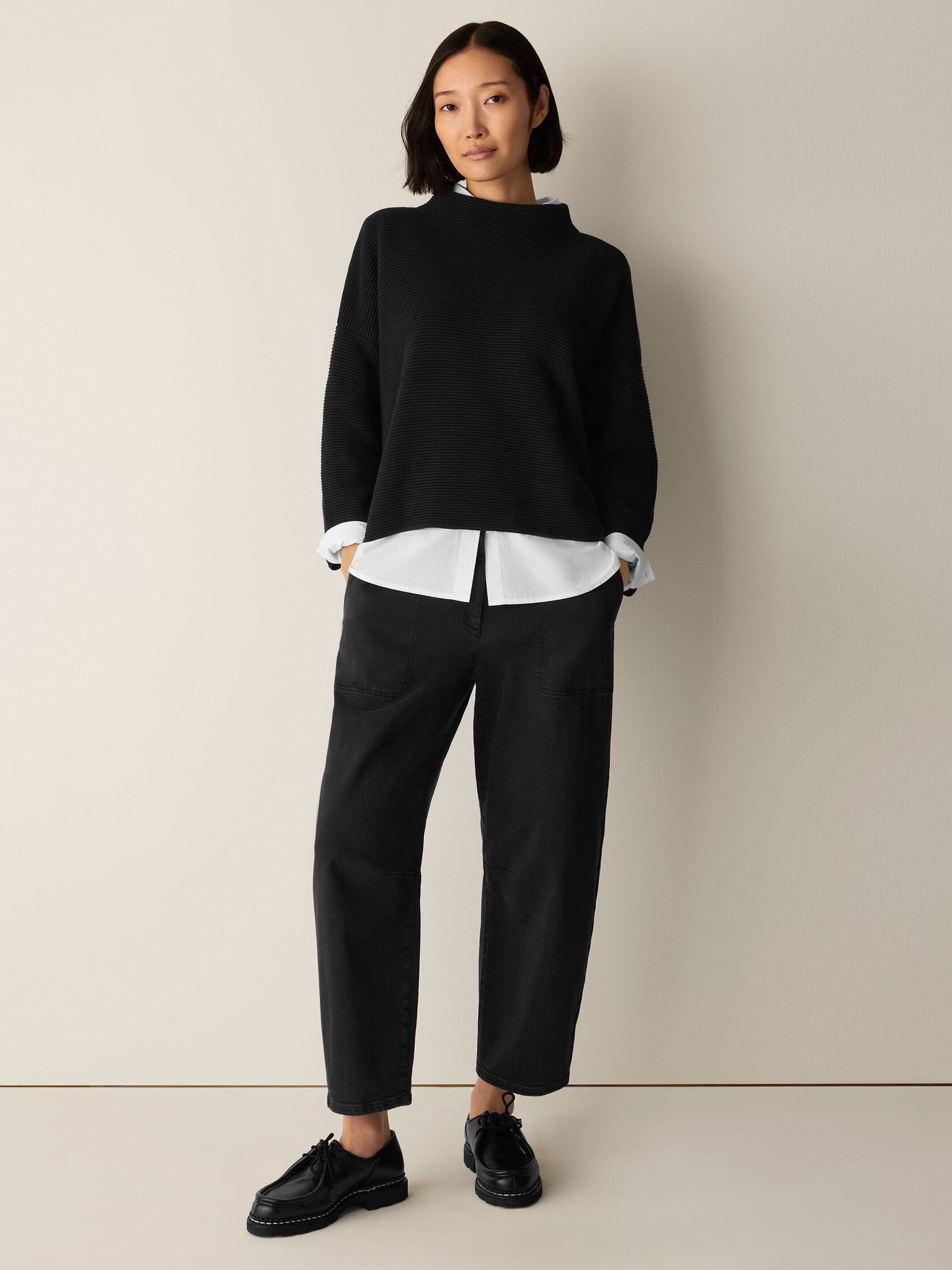 Peruvian Cotton Blend Funnel Neck Top