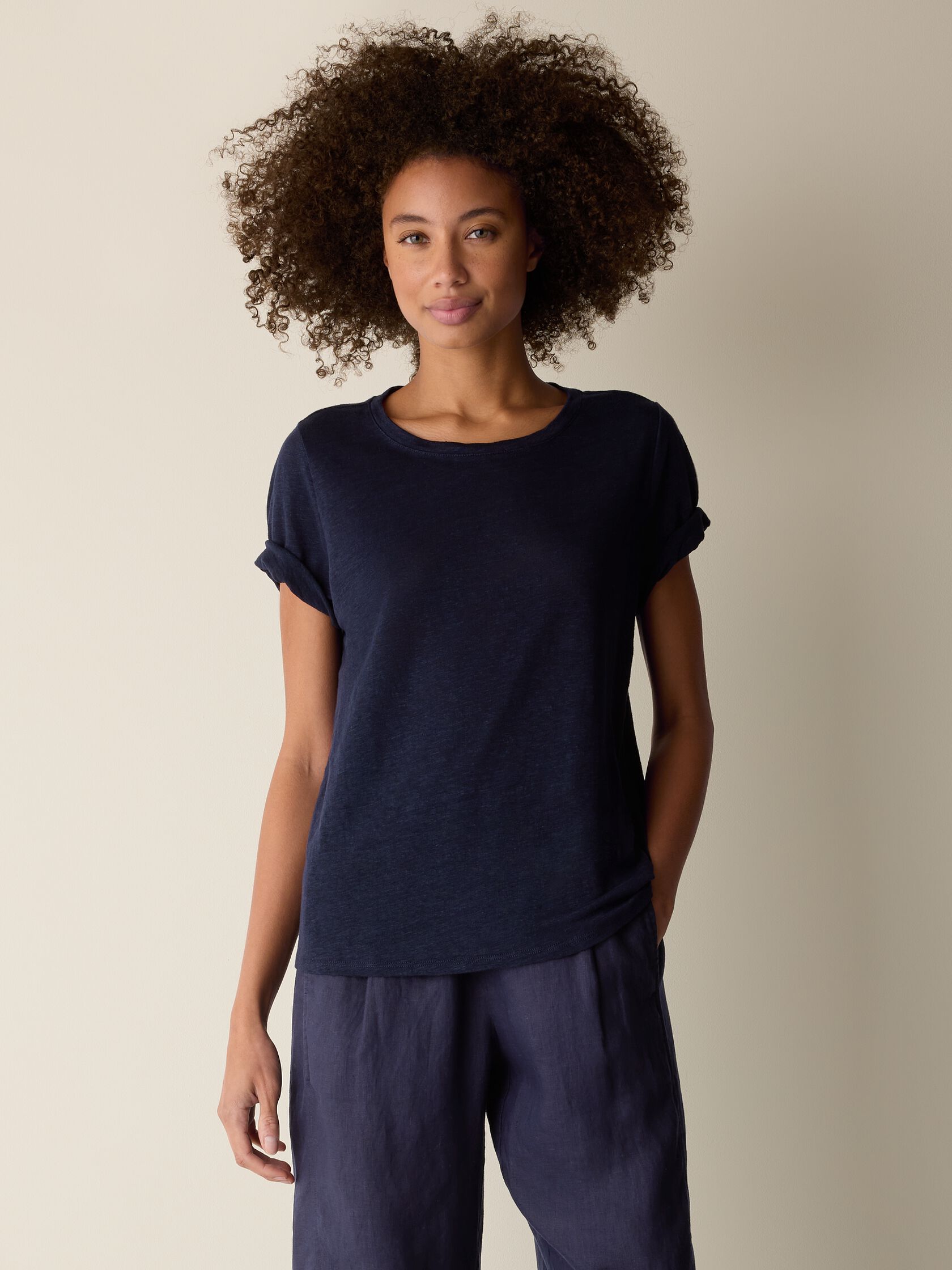 Organic Linen Jersey Crew Neck Tee
