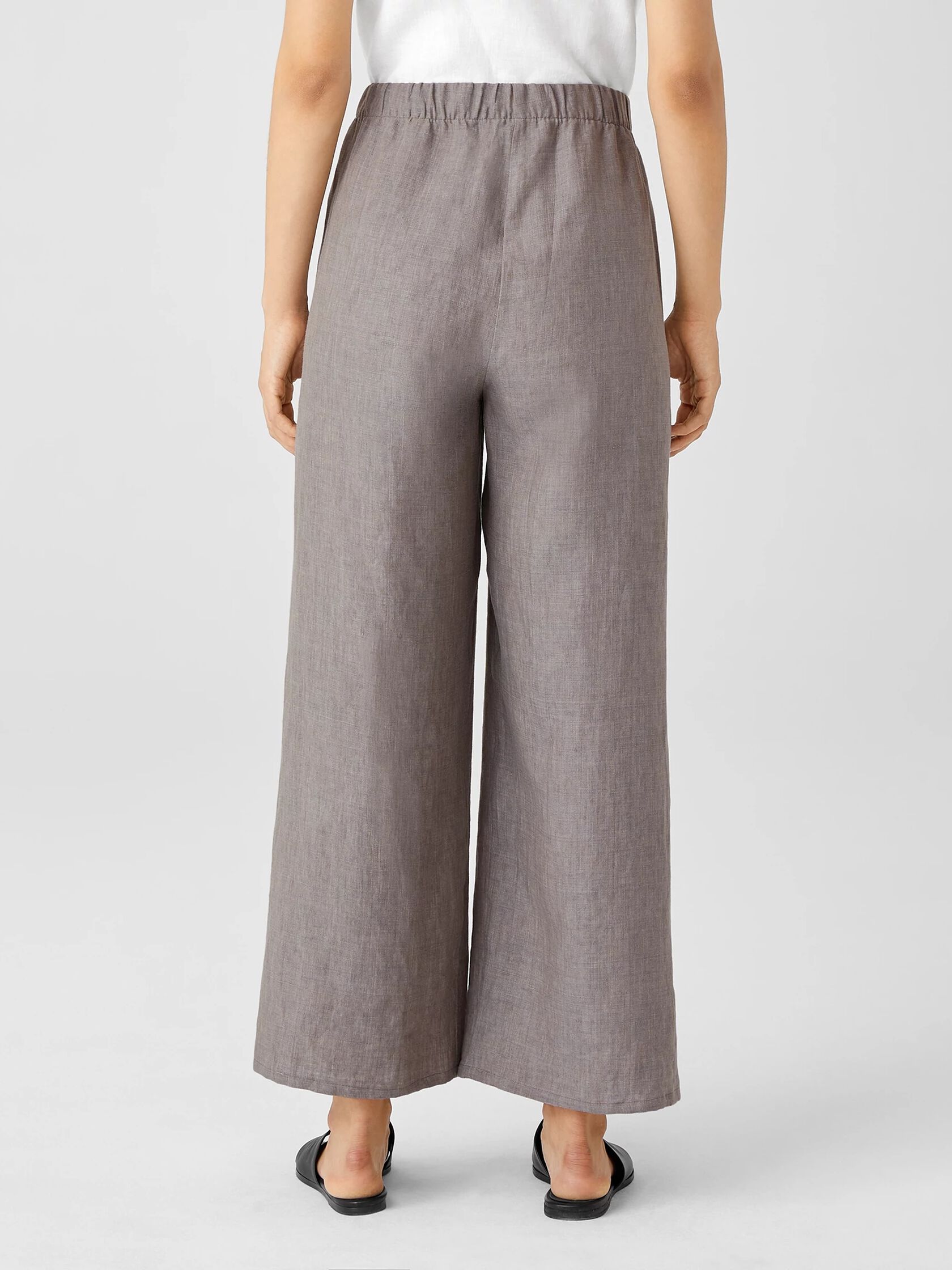 Washed Organic Linen Delave Wide-Leg Pant