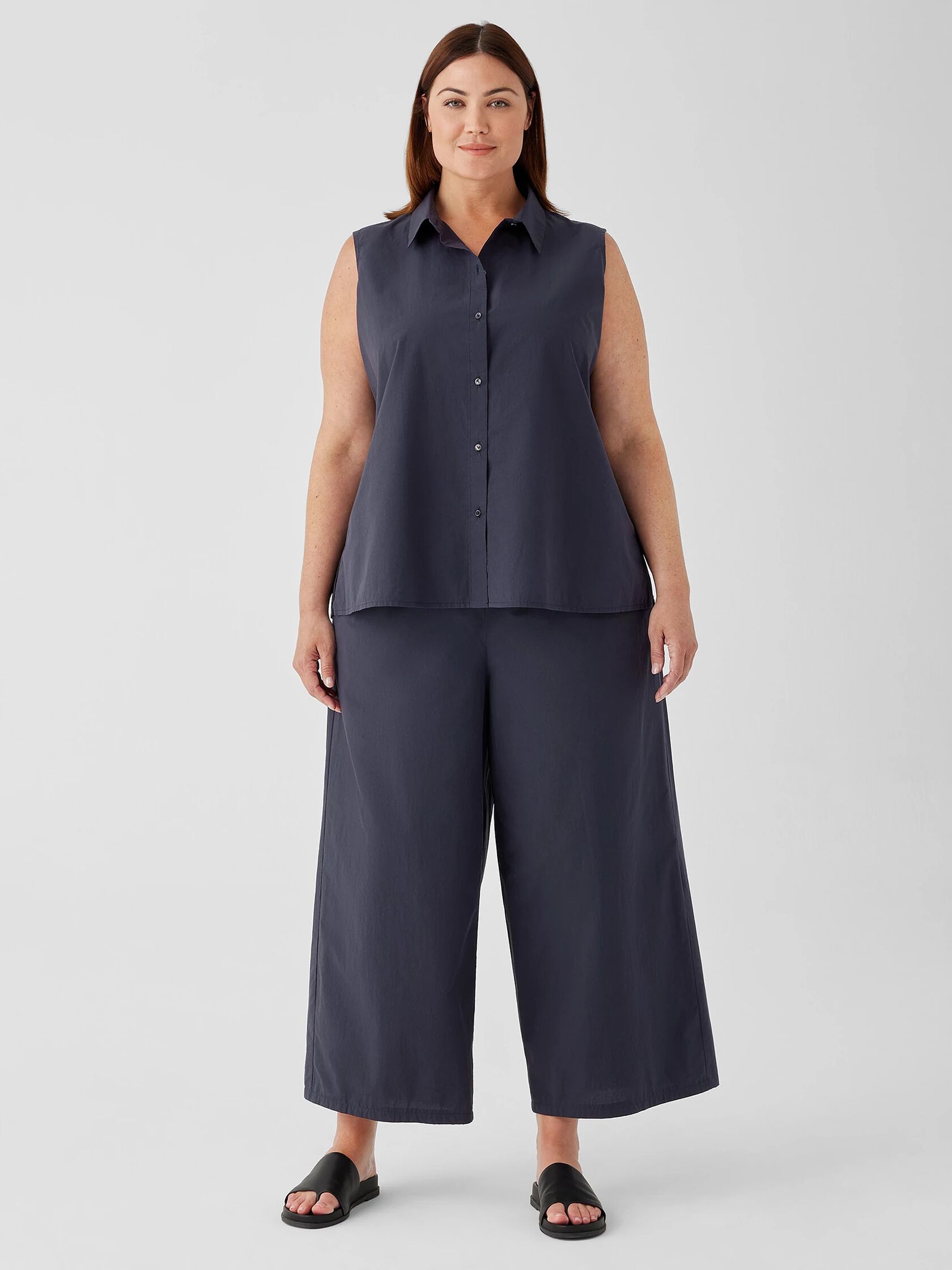 Washed Organic Cotton Poplin Sleeveless Shirt
