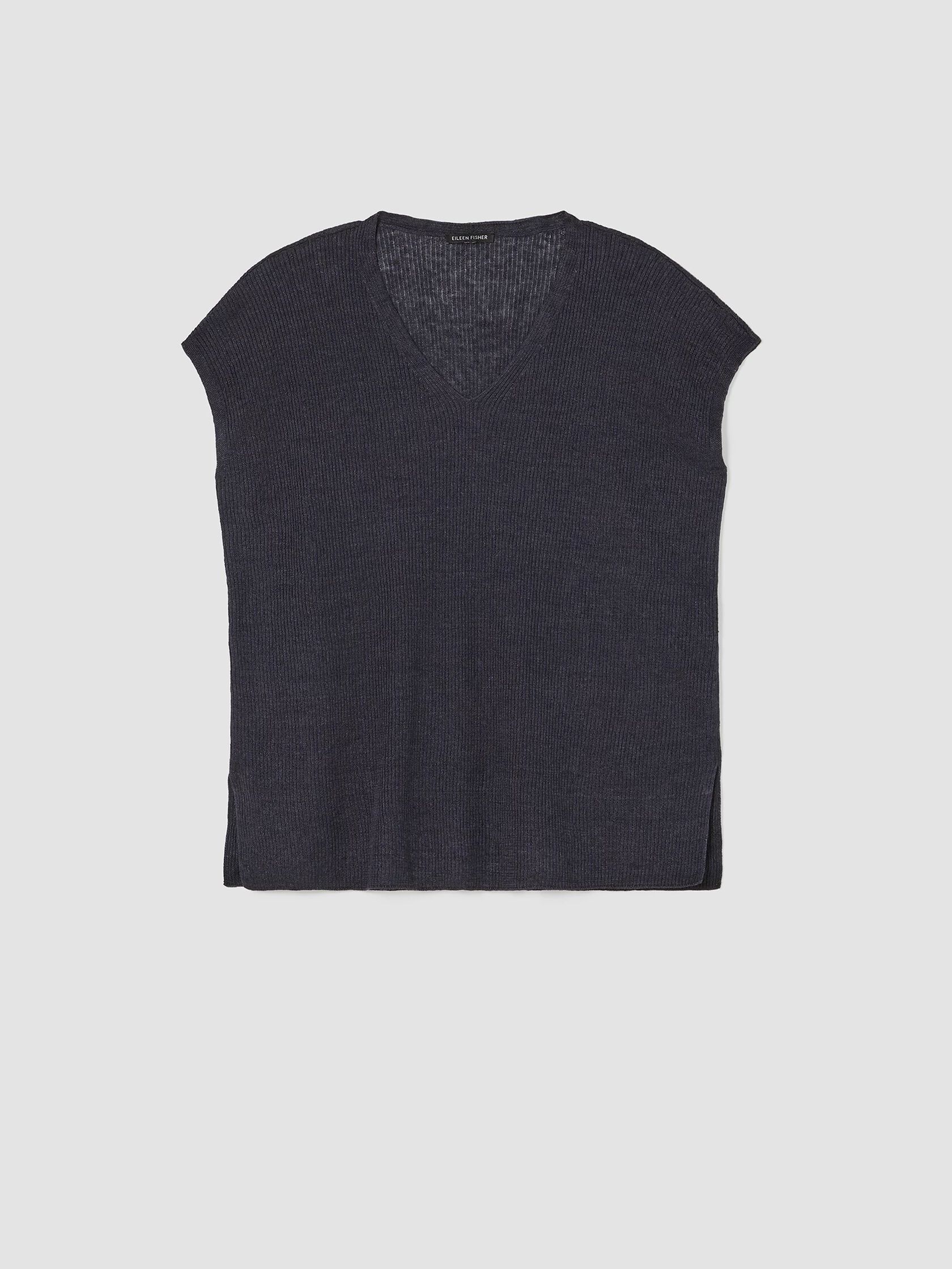 Organic Linen Delave Rib V-Neck Top
