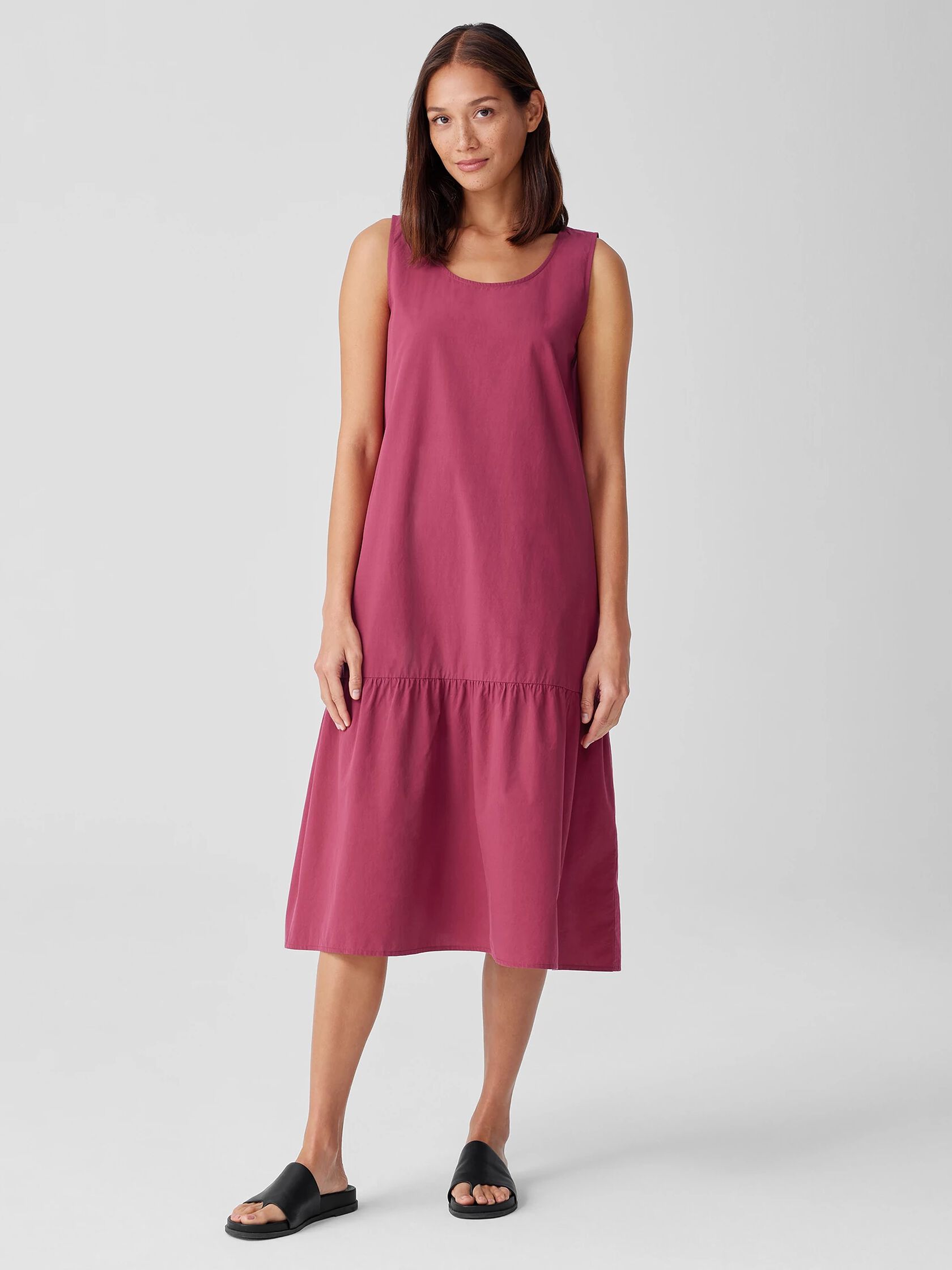 Washed Organic Cotton Poplin Tiered Dress