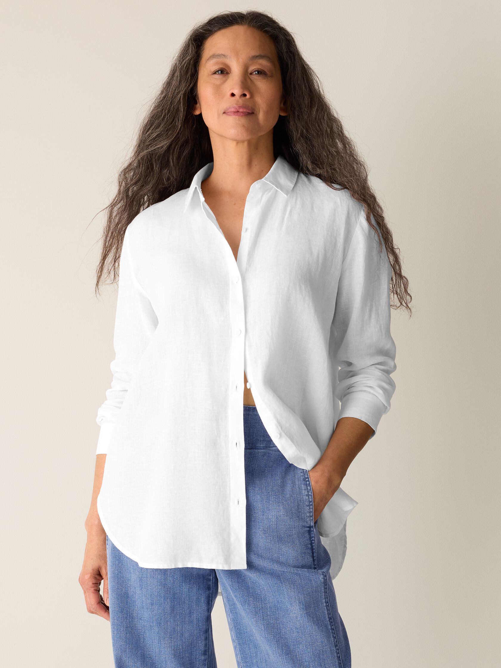 Organic Handkerchief Linen Classic Collar Shirt