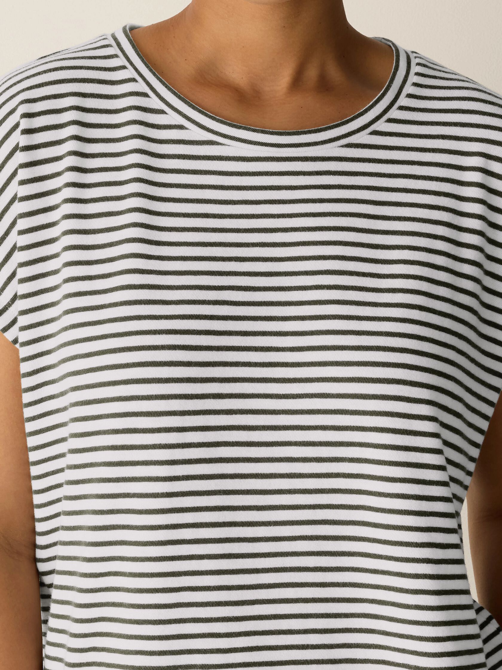 Striped Organic Cotton Slub Crew Neck Tee