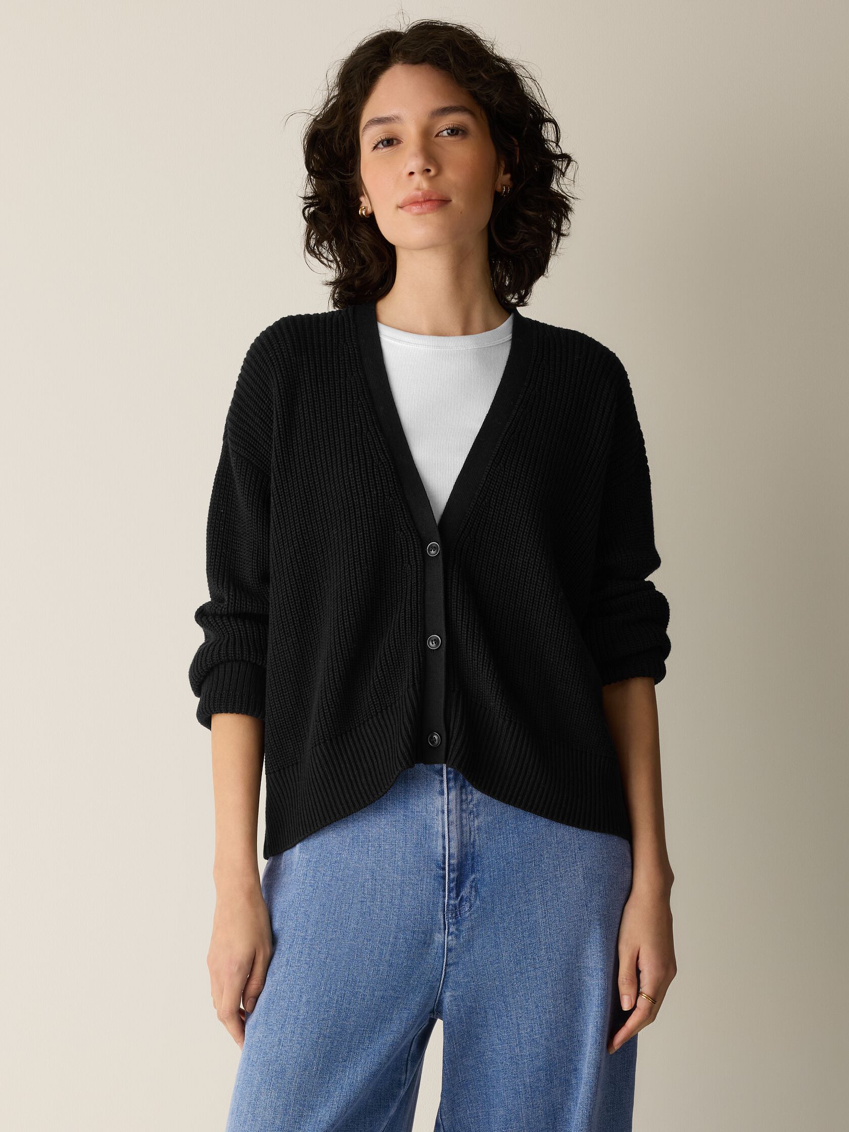 Peruvian Cotton Blend V-Neck Cardigan