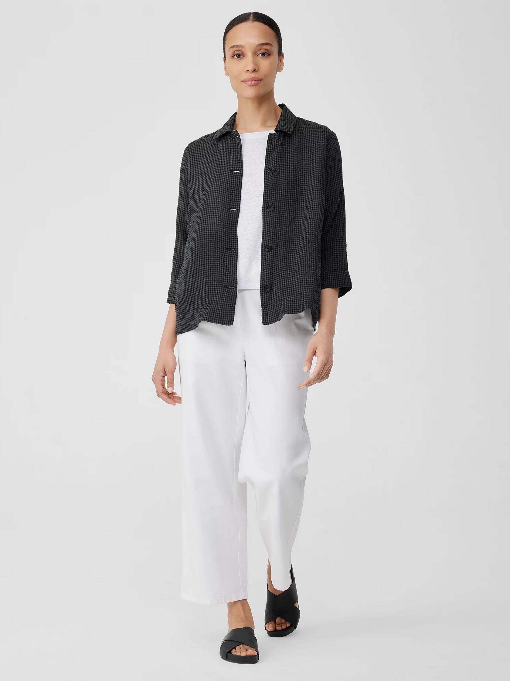 Puckered Organic Linen Shirt Jacket