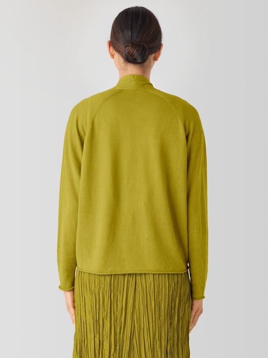 Organic Linen Cotton High Collar Cardigan