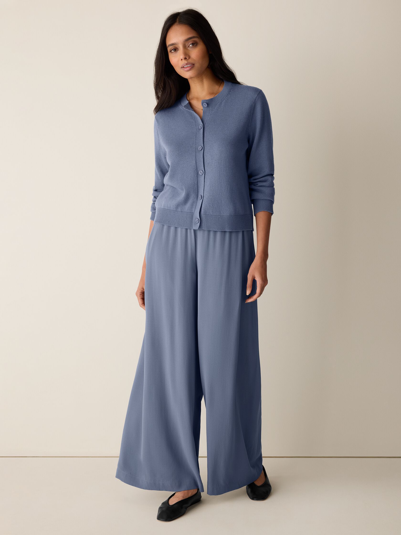 Peruvian Cotton Blend Crew Neck Cardigan