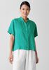 Washed Organic Linen Délavé Band Collar Shirt