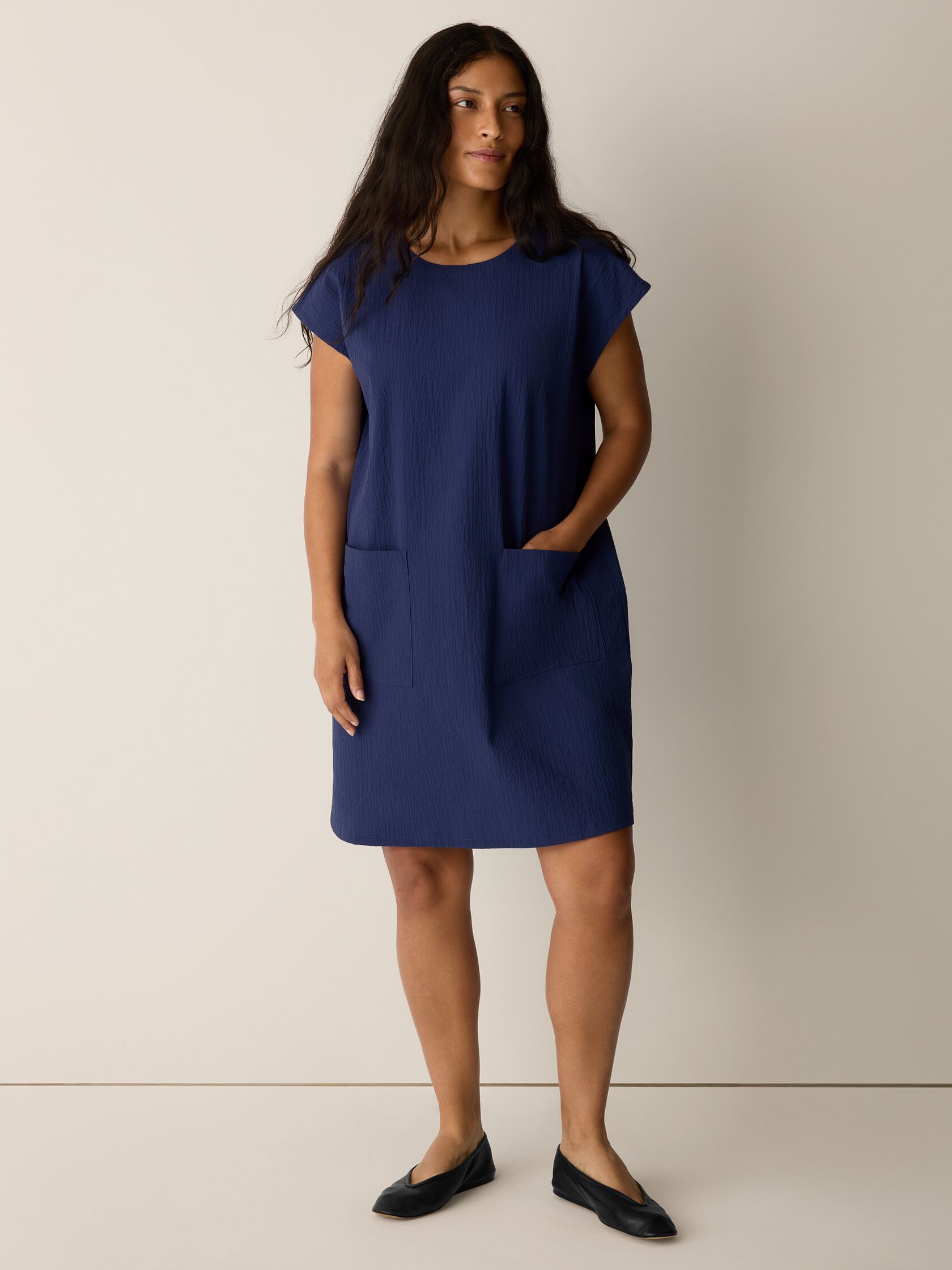 Organic Cotton Pucker Round Neck Dress