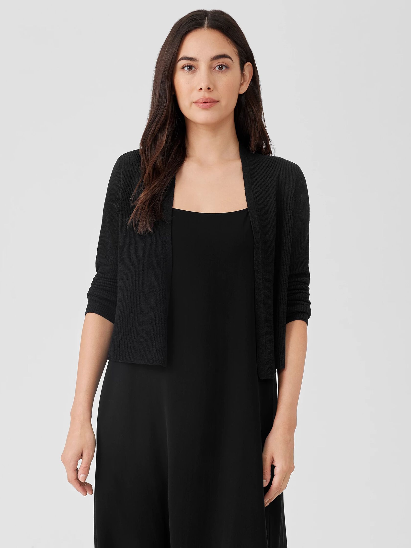 Organic Linen Cotton Airy Tuck Cropped Cardigan