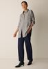 Wool Cotton Check Classic Collar Long Shirt