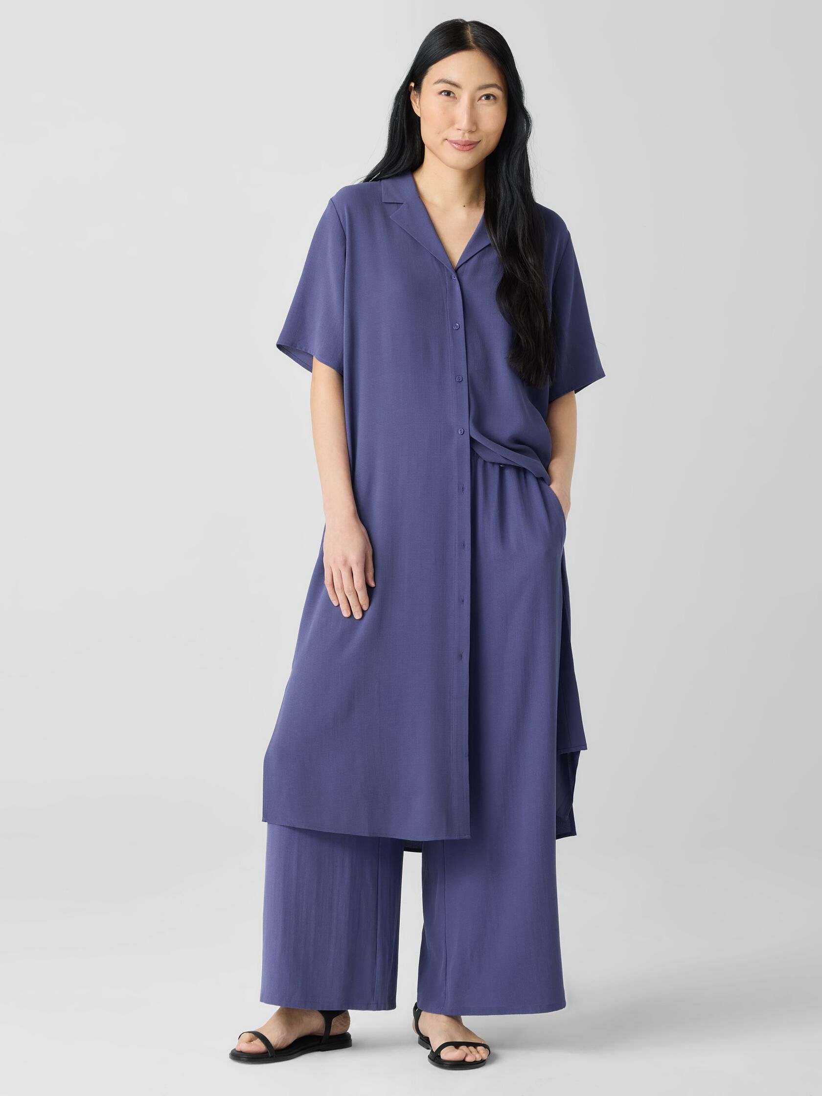 Silk Georgette Crepe Shirtdress