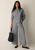 Organic Cotton Pucker Check Wide-Leg Pant