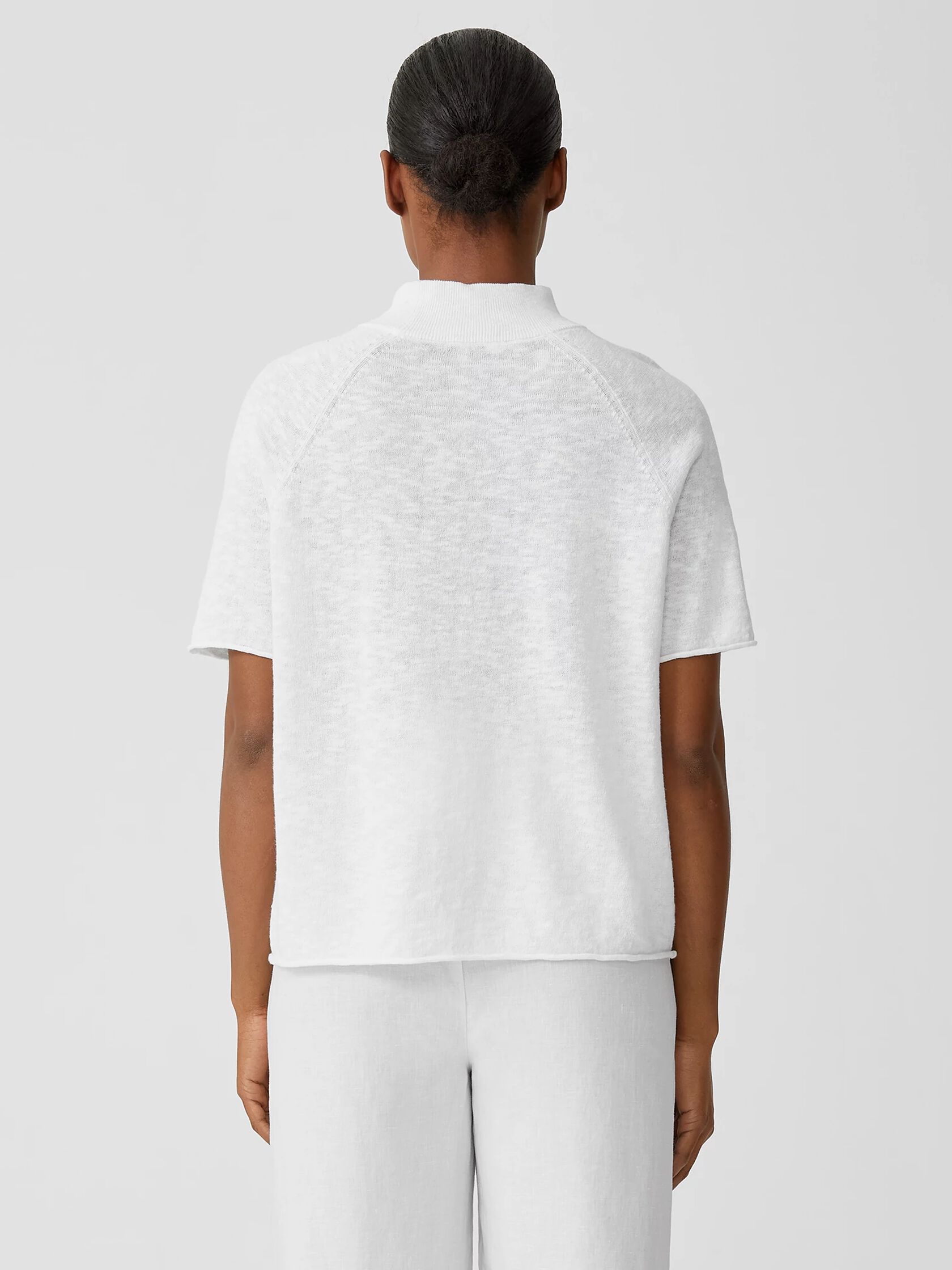 Organic Cotton Linen Slub Funnel Neck Top