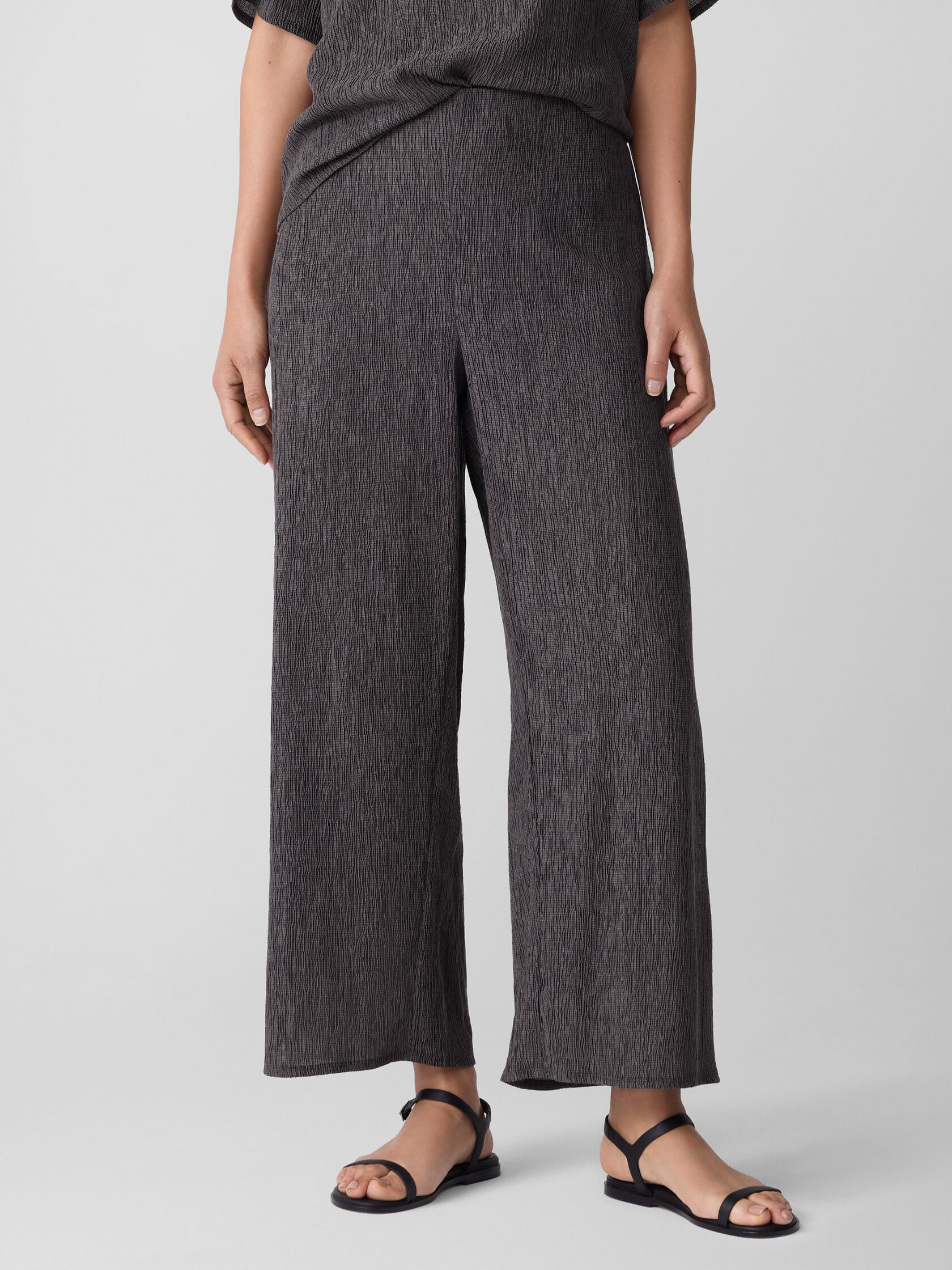 Woven Pliss&eacute; Wide-Leg Pant