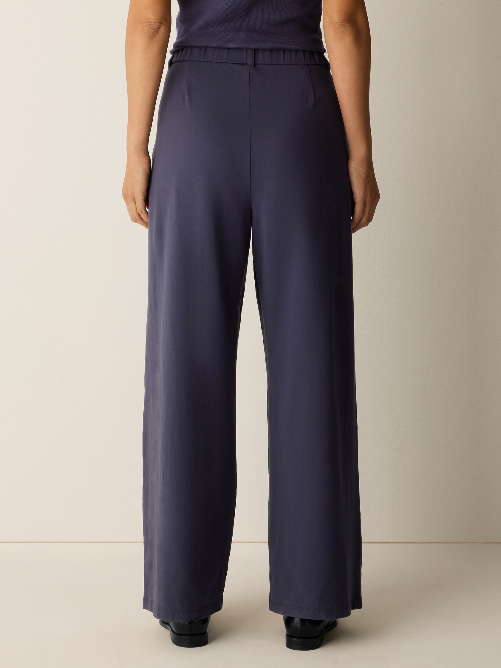Pima Cotton Stretch Jersey Wide-Leg Pant
