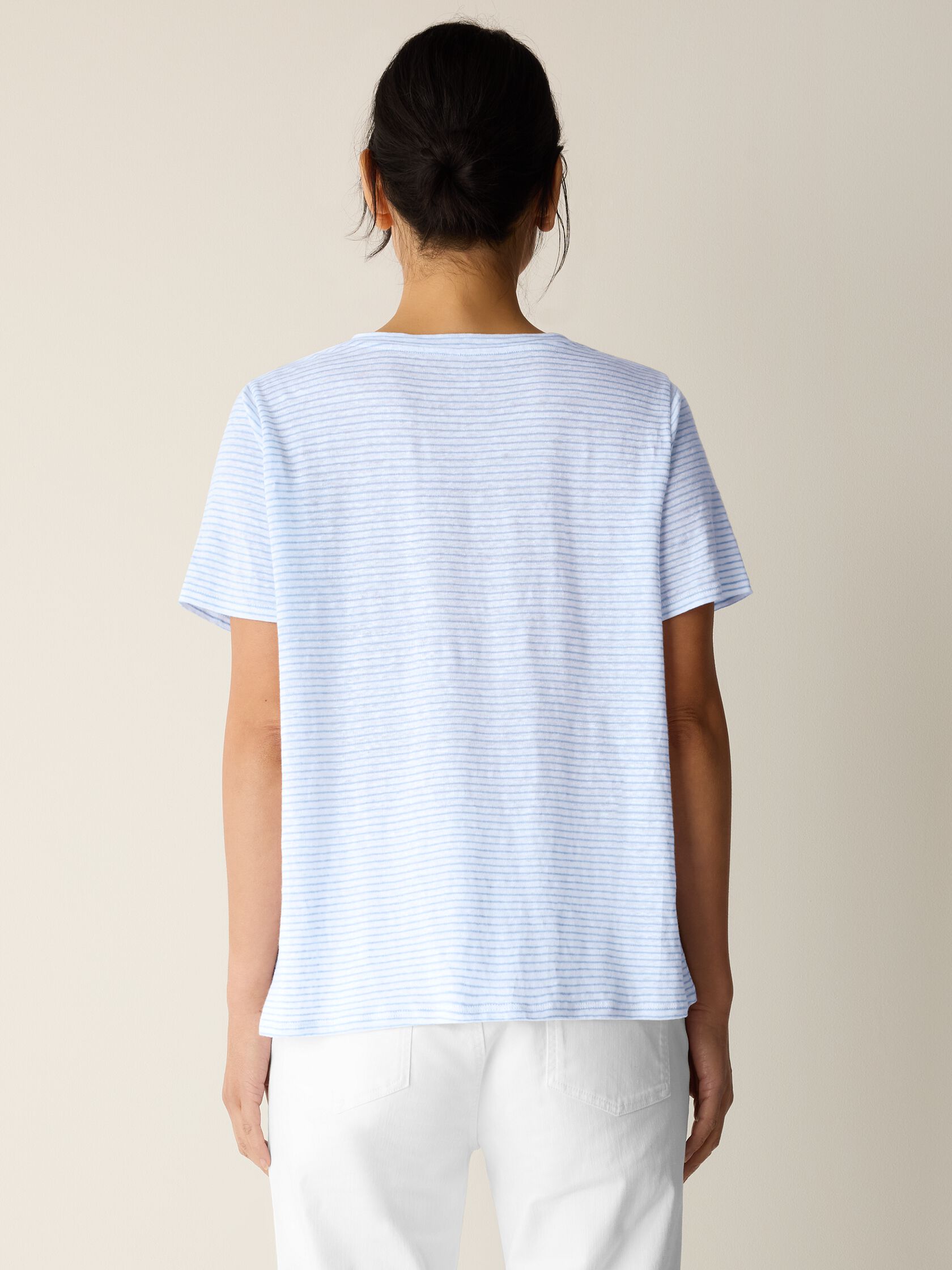 Striped Organic Linen Jersey Crew Neck Tee