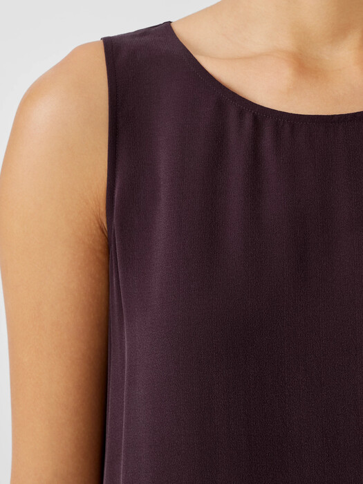 Silk Georgette Crepe Ballet Neck Tank