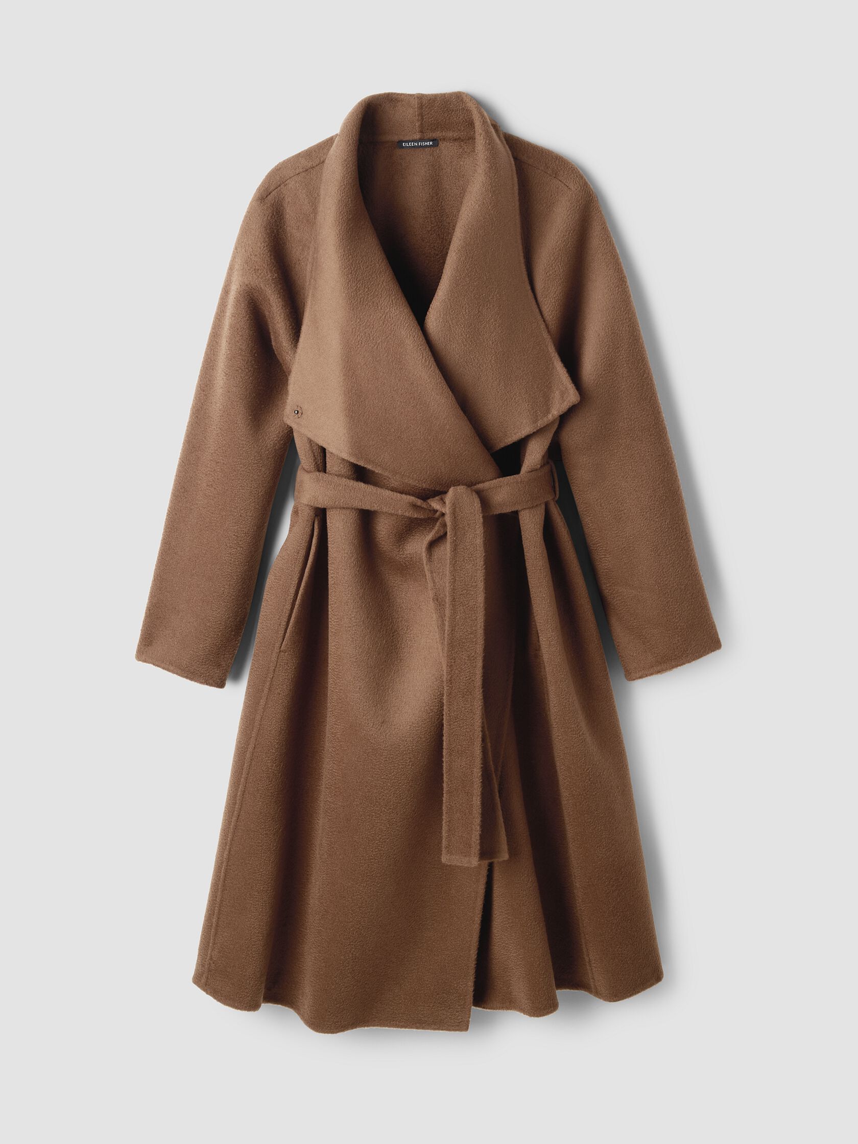 Lustrous Wool Drape Neck Coat
