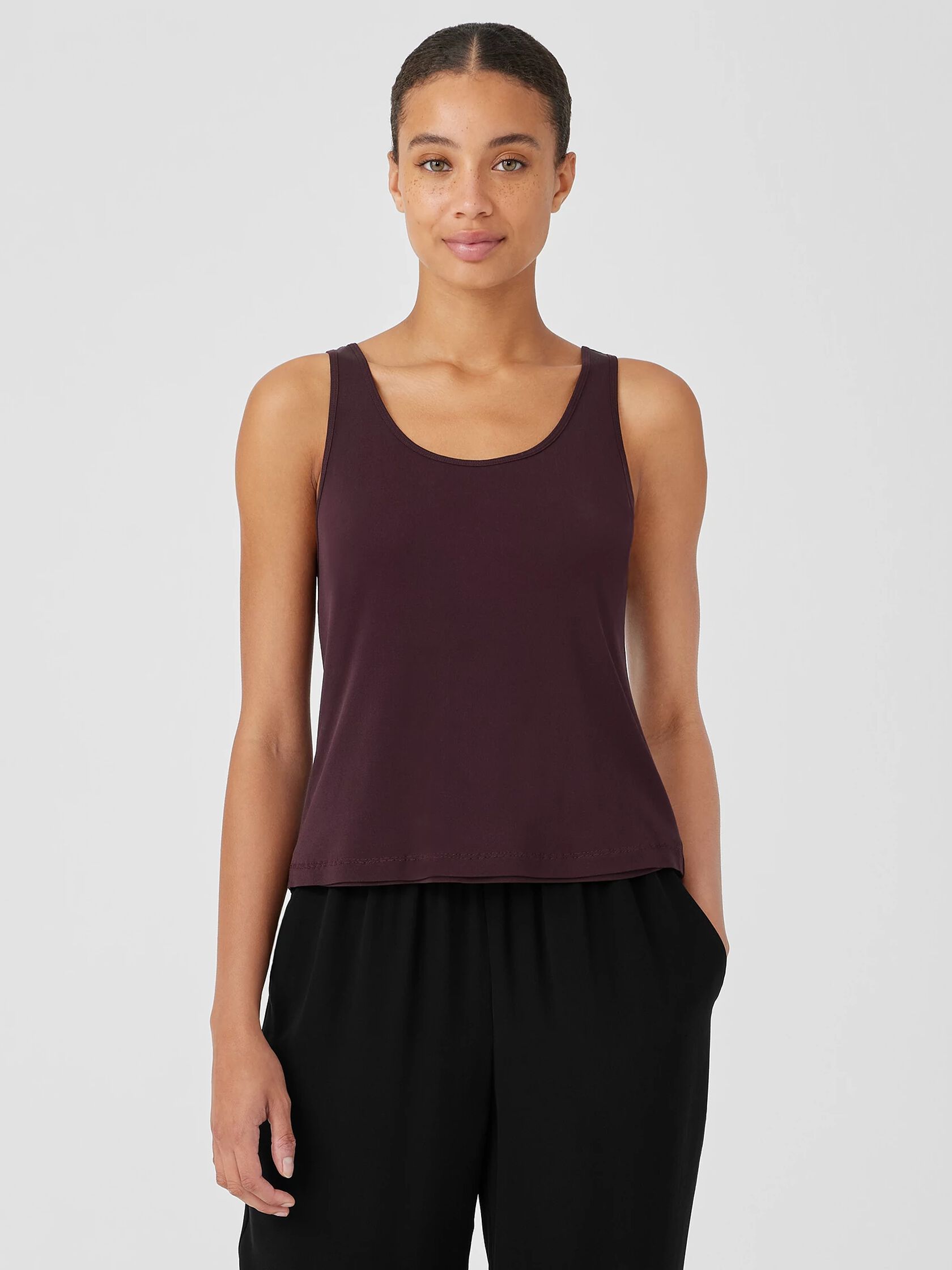 Stretch Silk Jersey Scoop Neck Tank