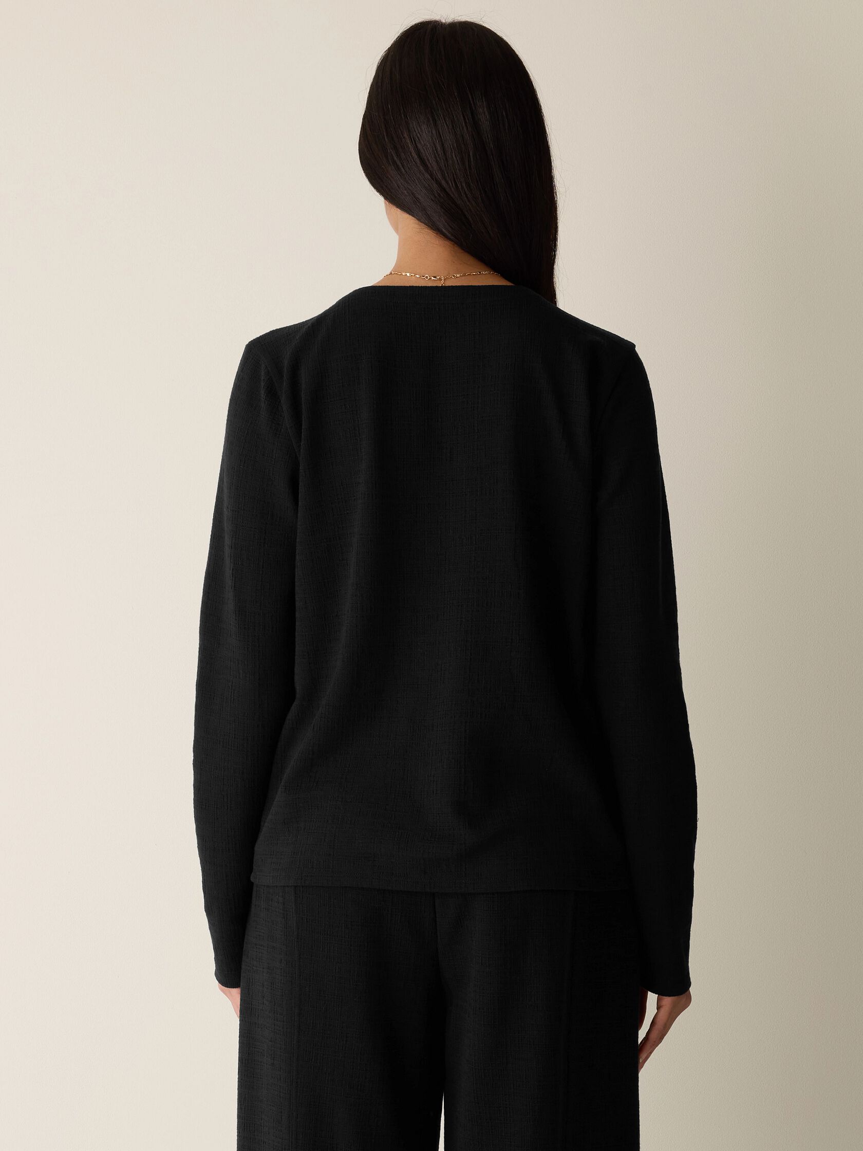 Cross Hatch Stretch Jersey Button-Front Top