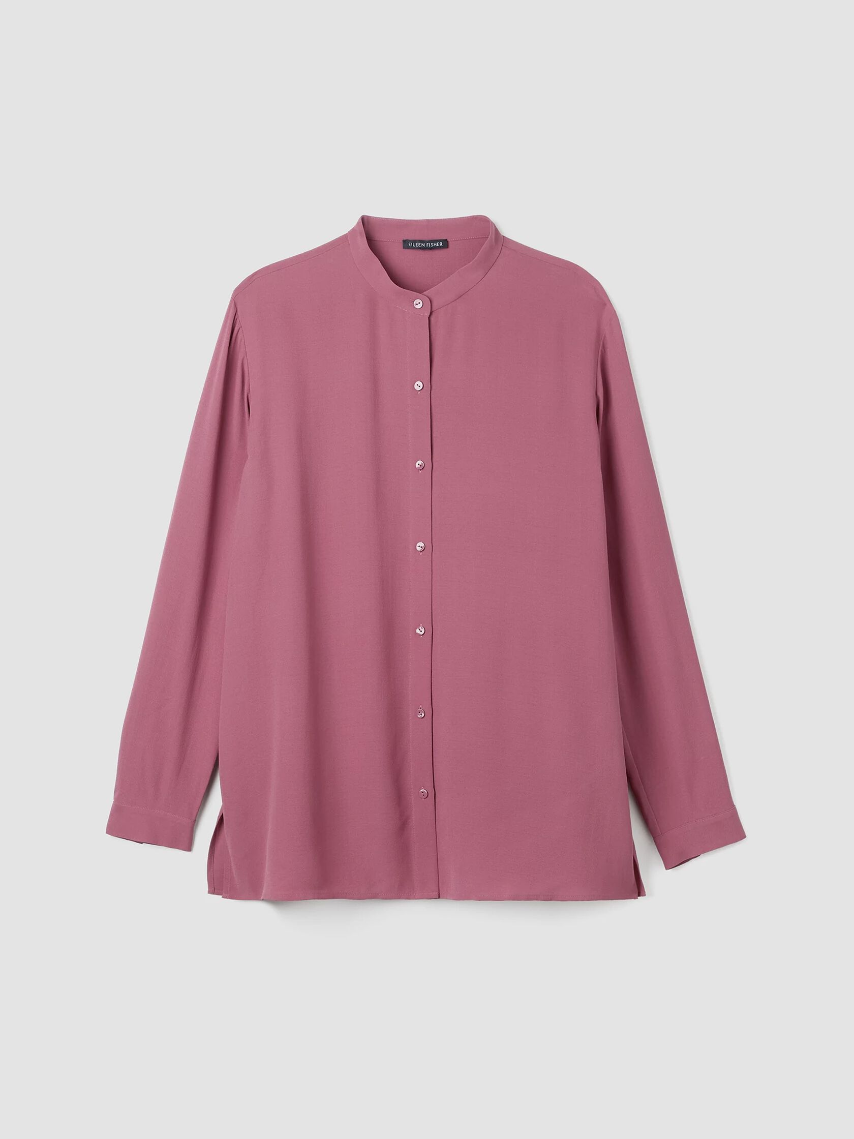 Silk Georgette Crepe Mandarin Collar Shirt