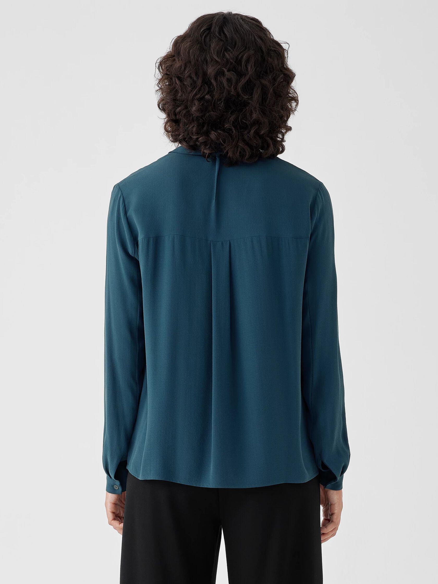 Silk Georgette Crepe Classic Collar Shirt
