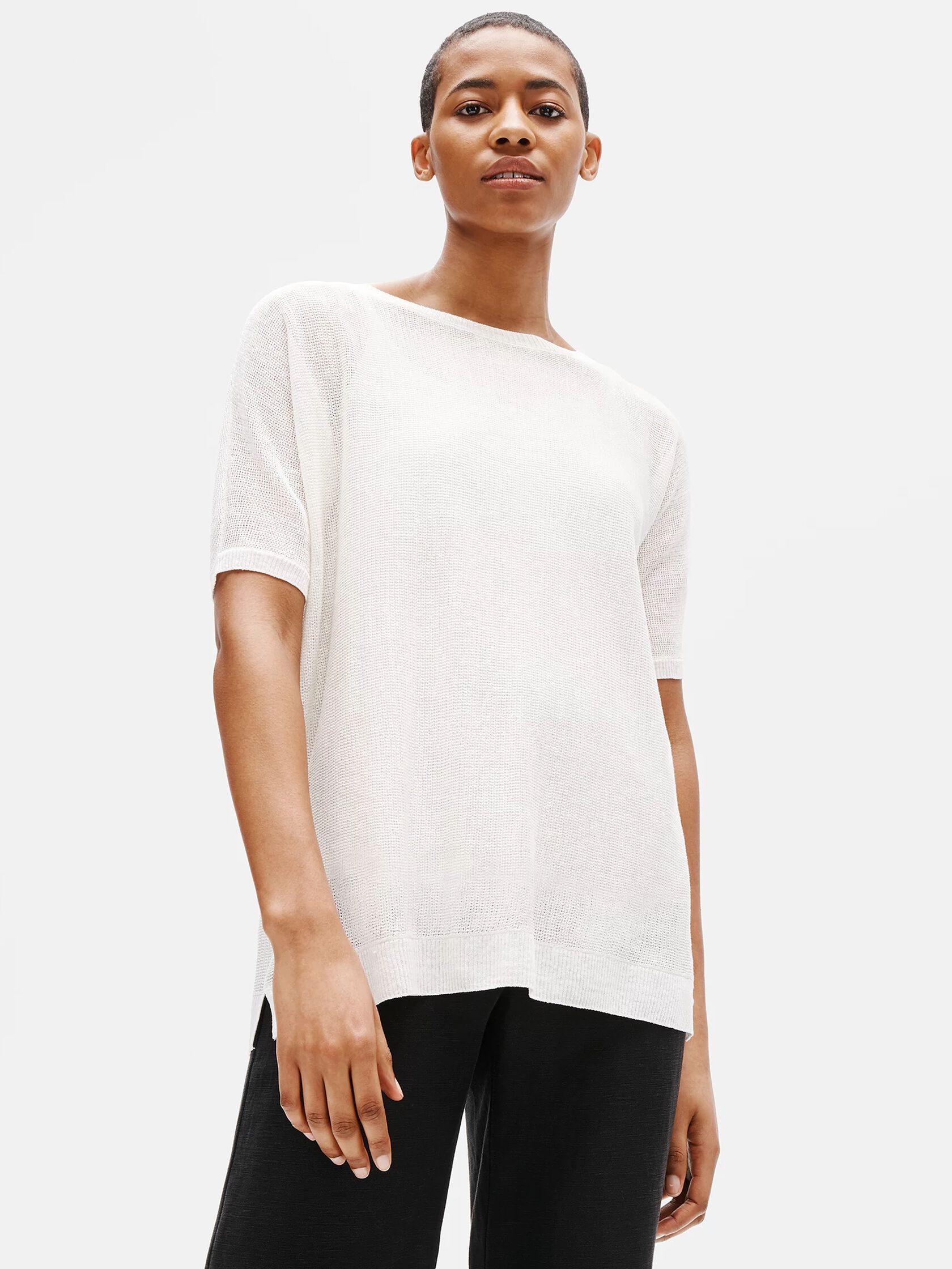 Organic Linen Crepe Bateau Neck Tunic