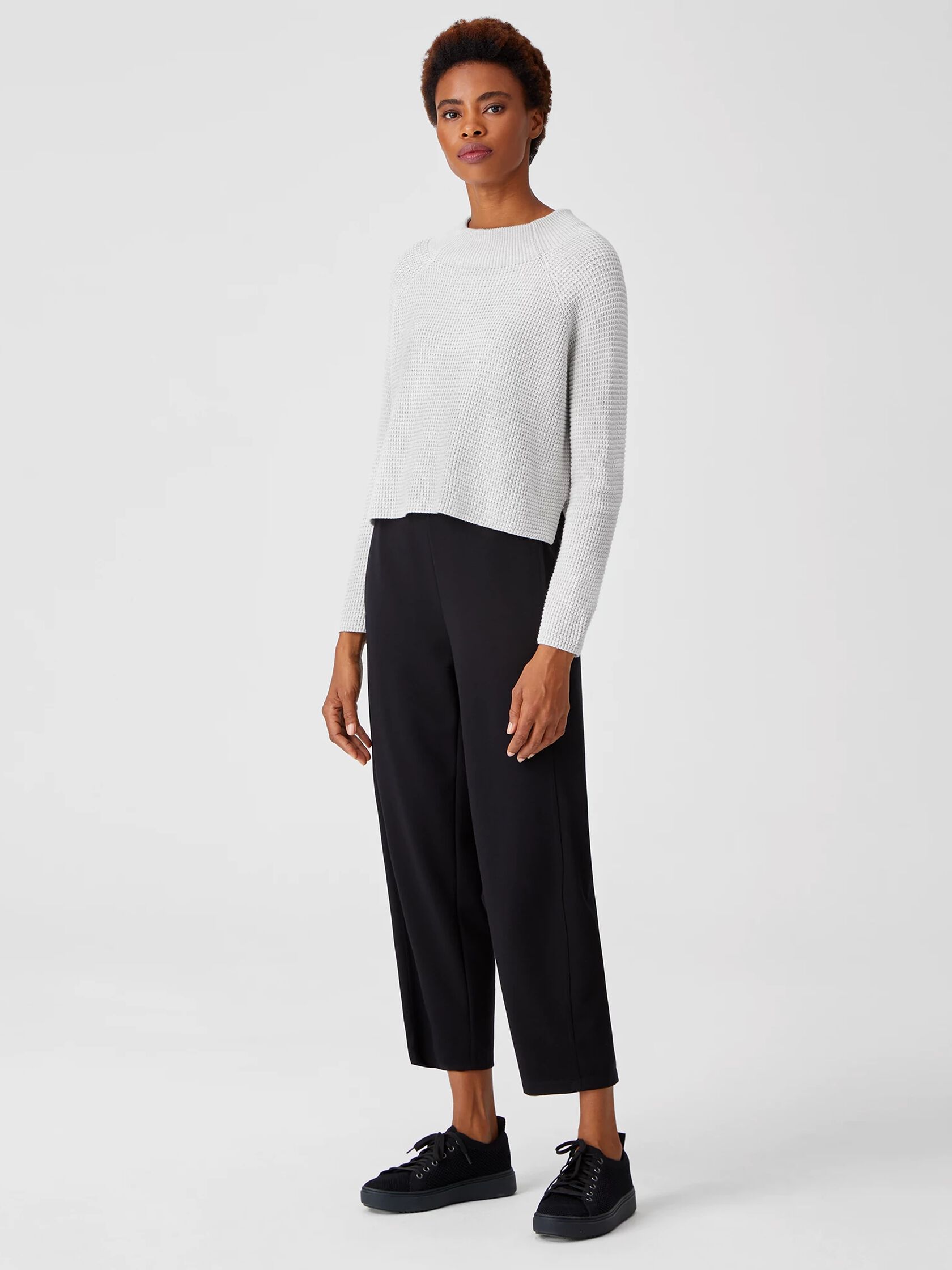 Organic Cotton Silk Funnel Neck Top