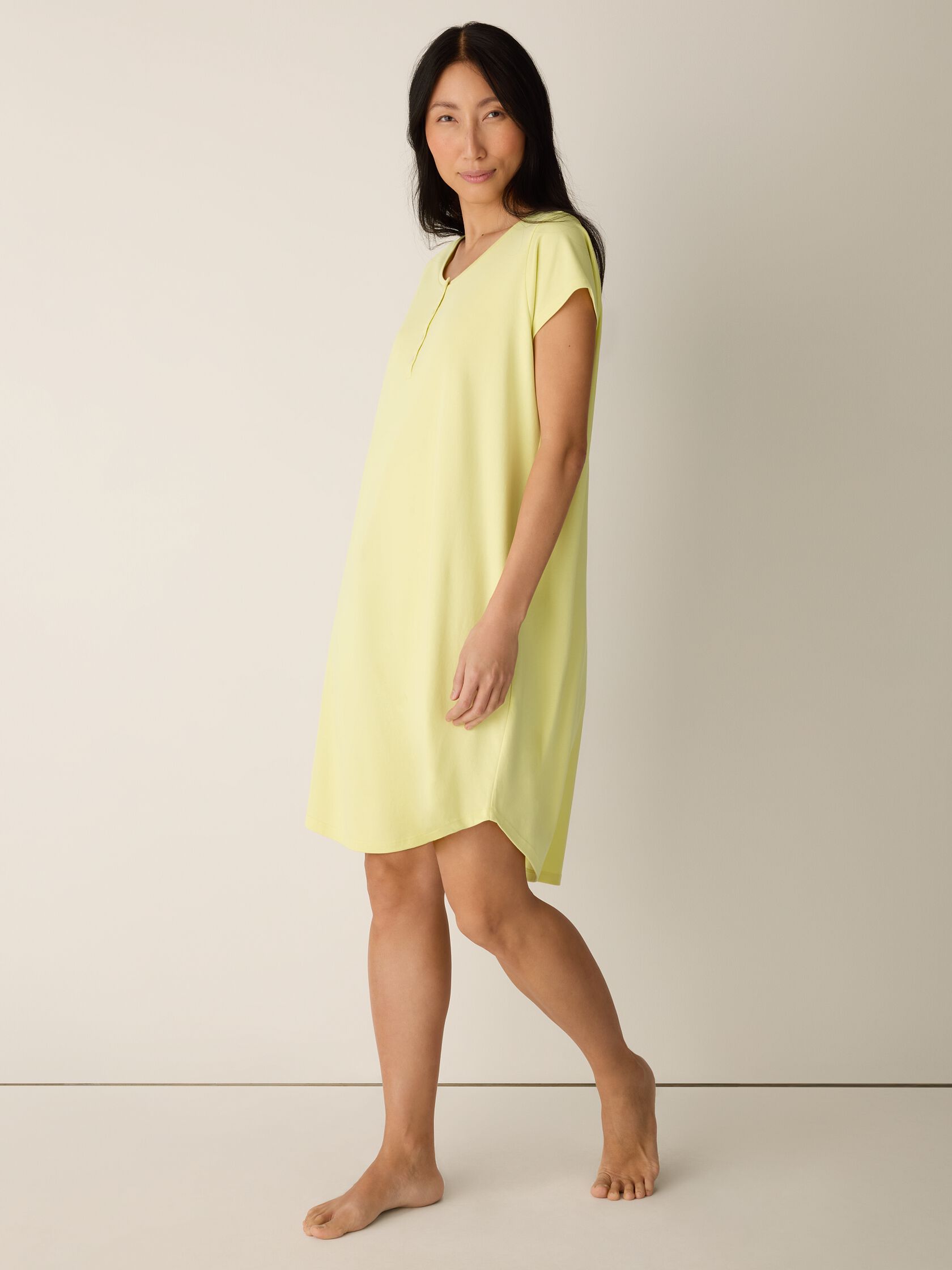 Organic Cotton Interlock Henley Sleep Dress