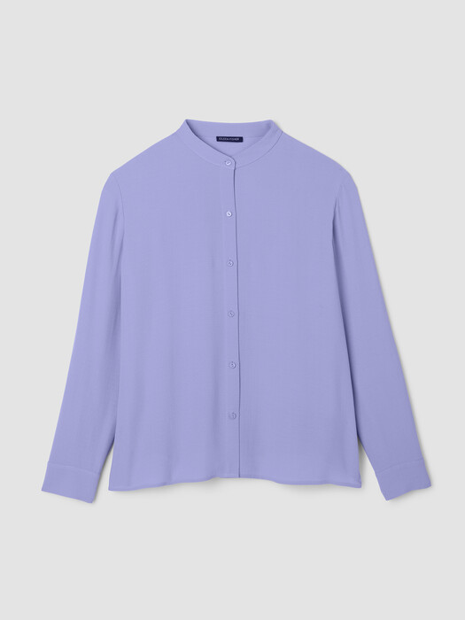 Silk Georgette Crepe Band Collar Top