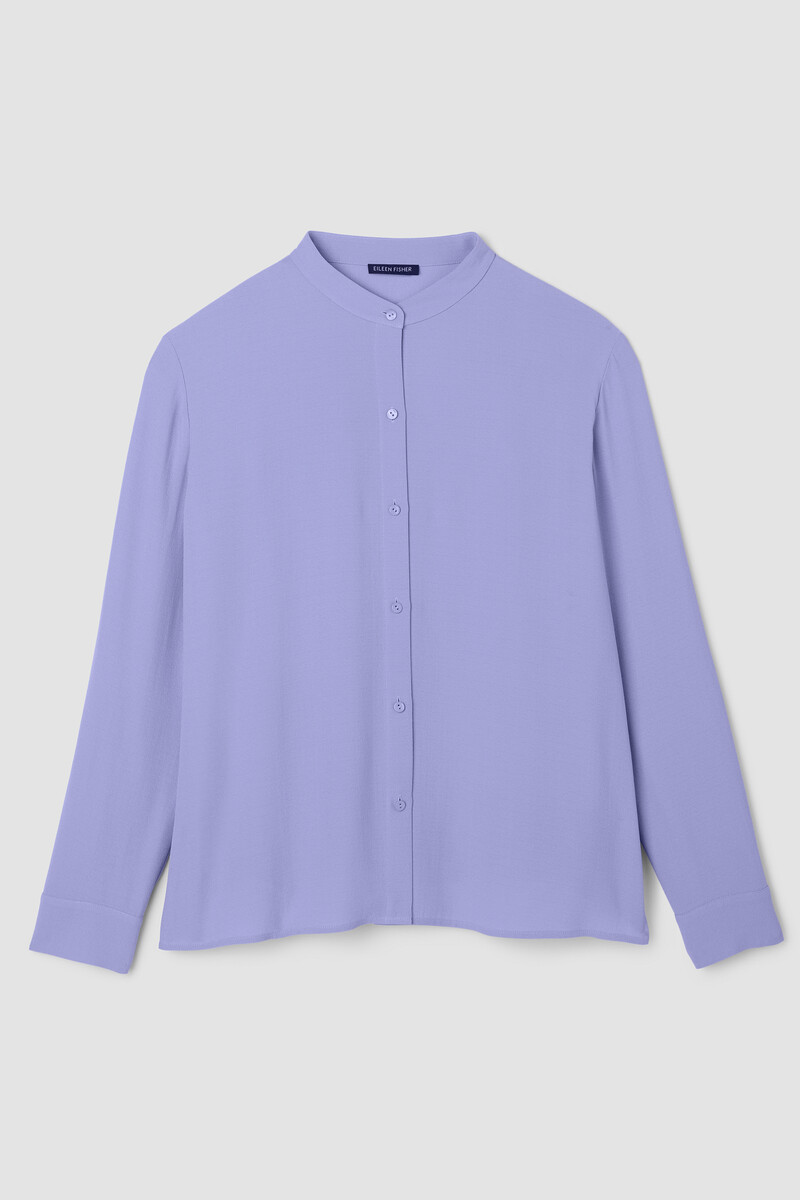 Silk Georgette Crepe Band Collar Top Silk Georgette Crepe Band Collar Top