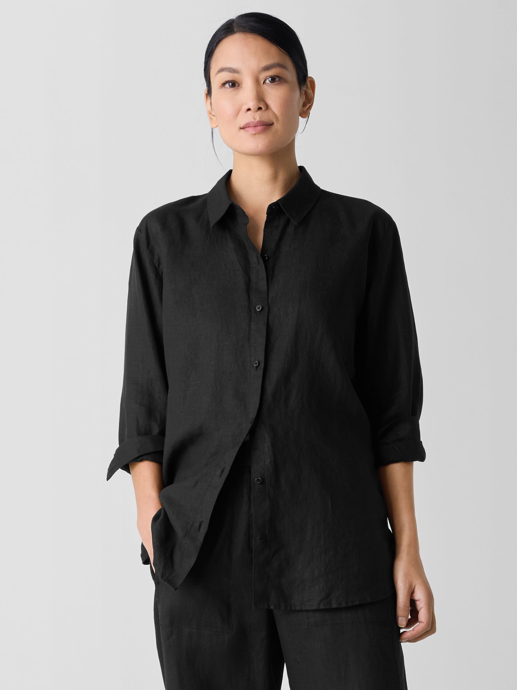 Organic Handkerchief Linen Classic Collar Shirt