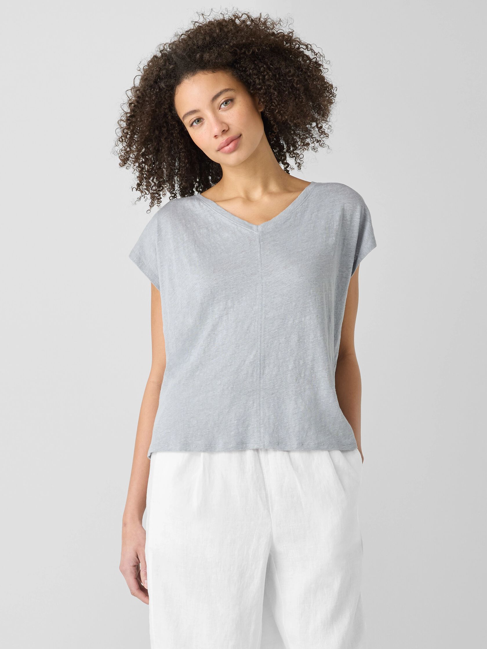 Organic Linen Jersey V-Neck Tee